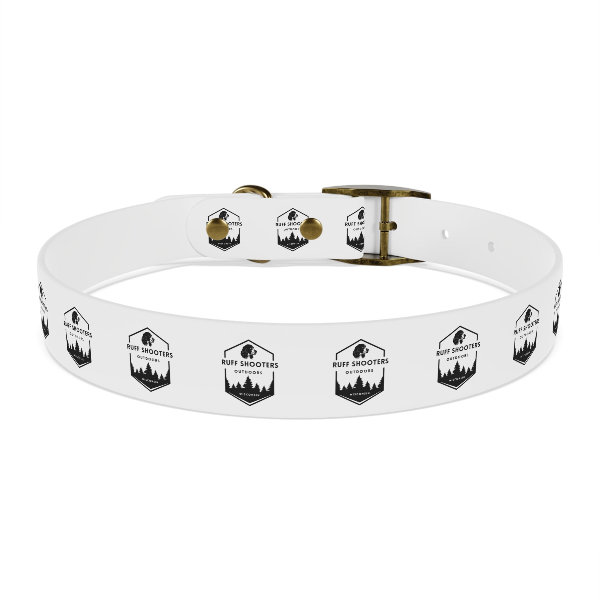 Ruff Shooters Logo Dog Collar — White Outdoor Adventure Pet Collar