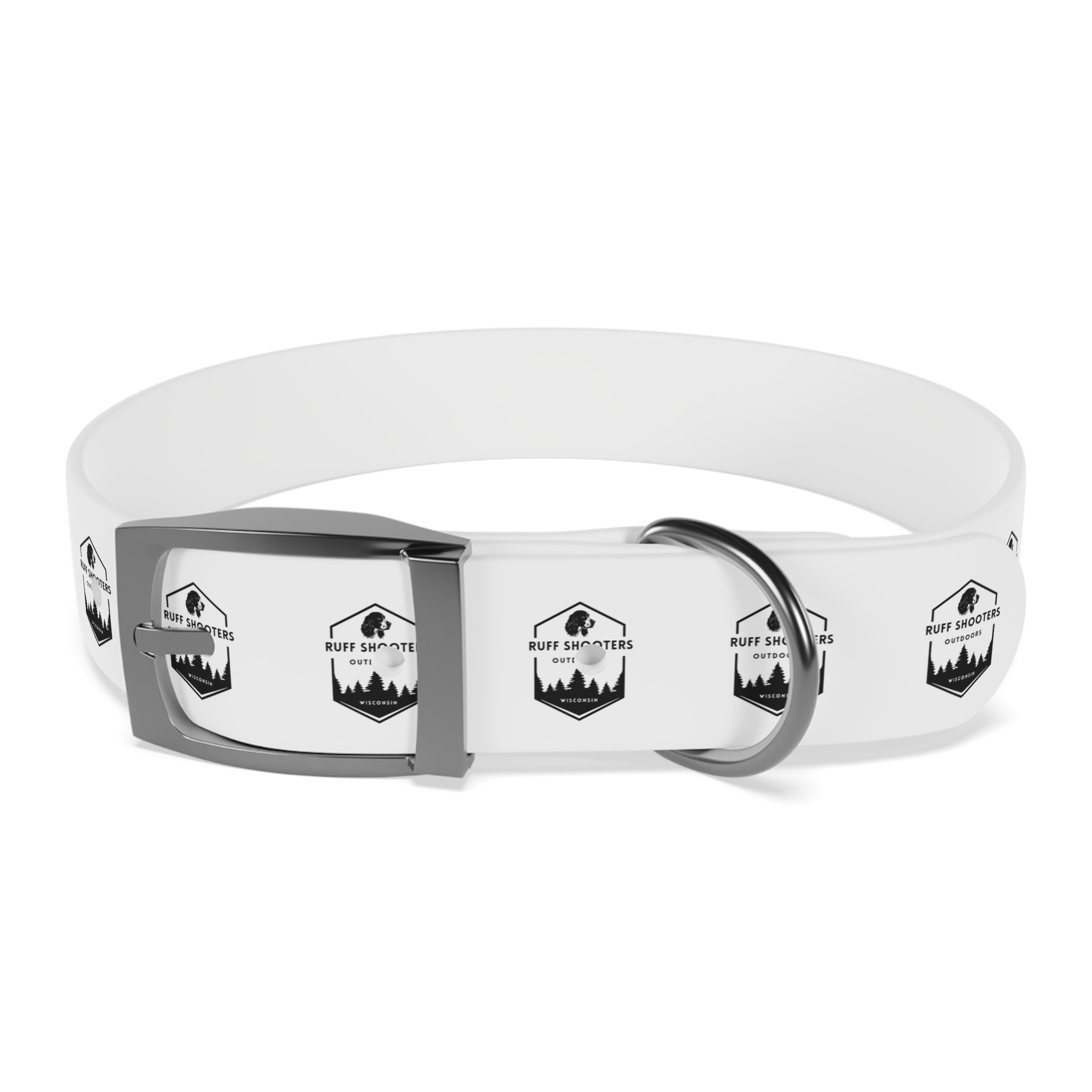 Ruff Shooters Logo Dog Collar — White Outdoor Adventure Pet Collar
