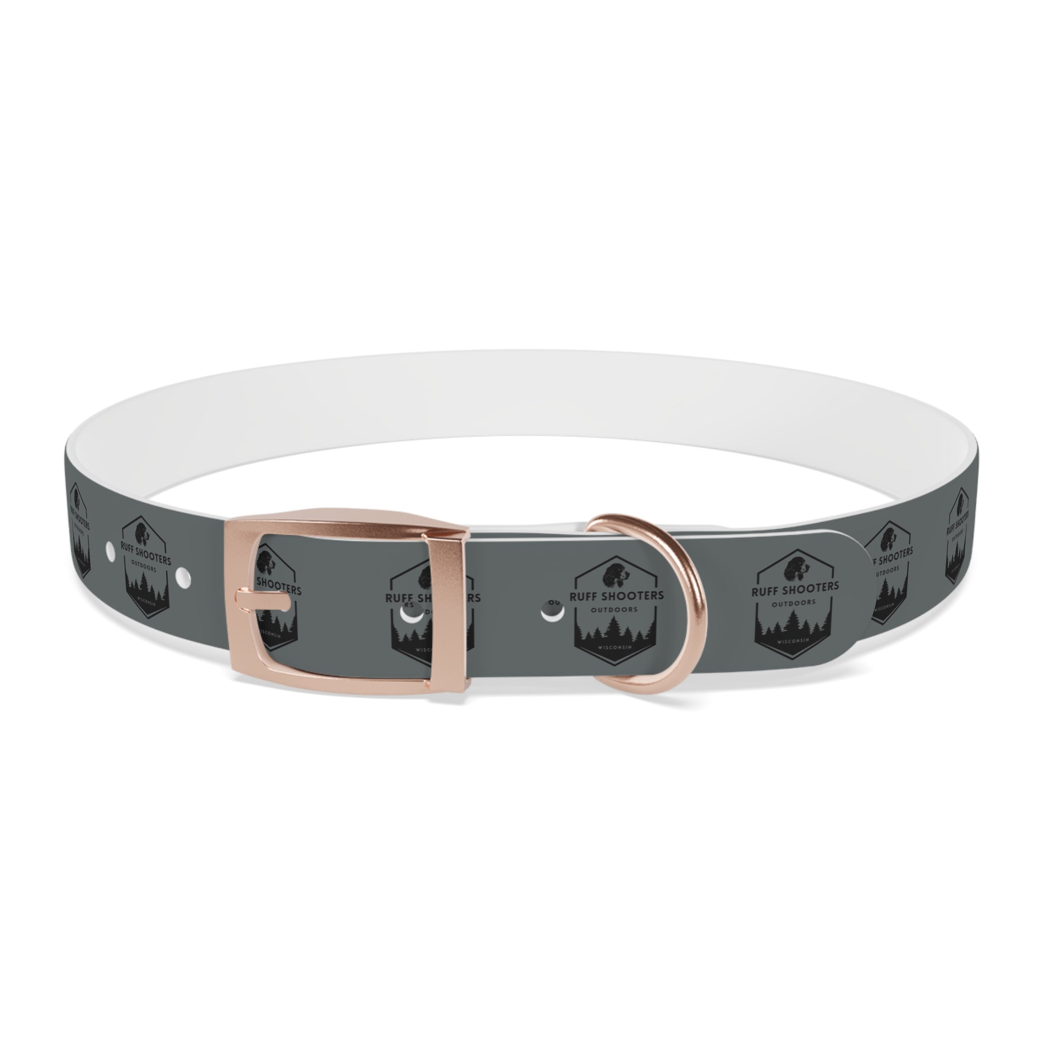 Ruff Shooters Logo Dog Collar — Grey Outdoor Adventure Pet Collar