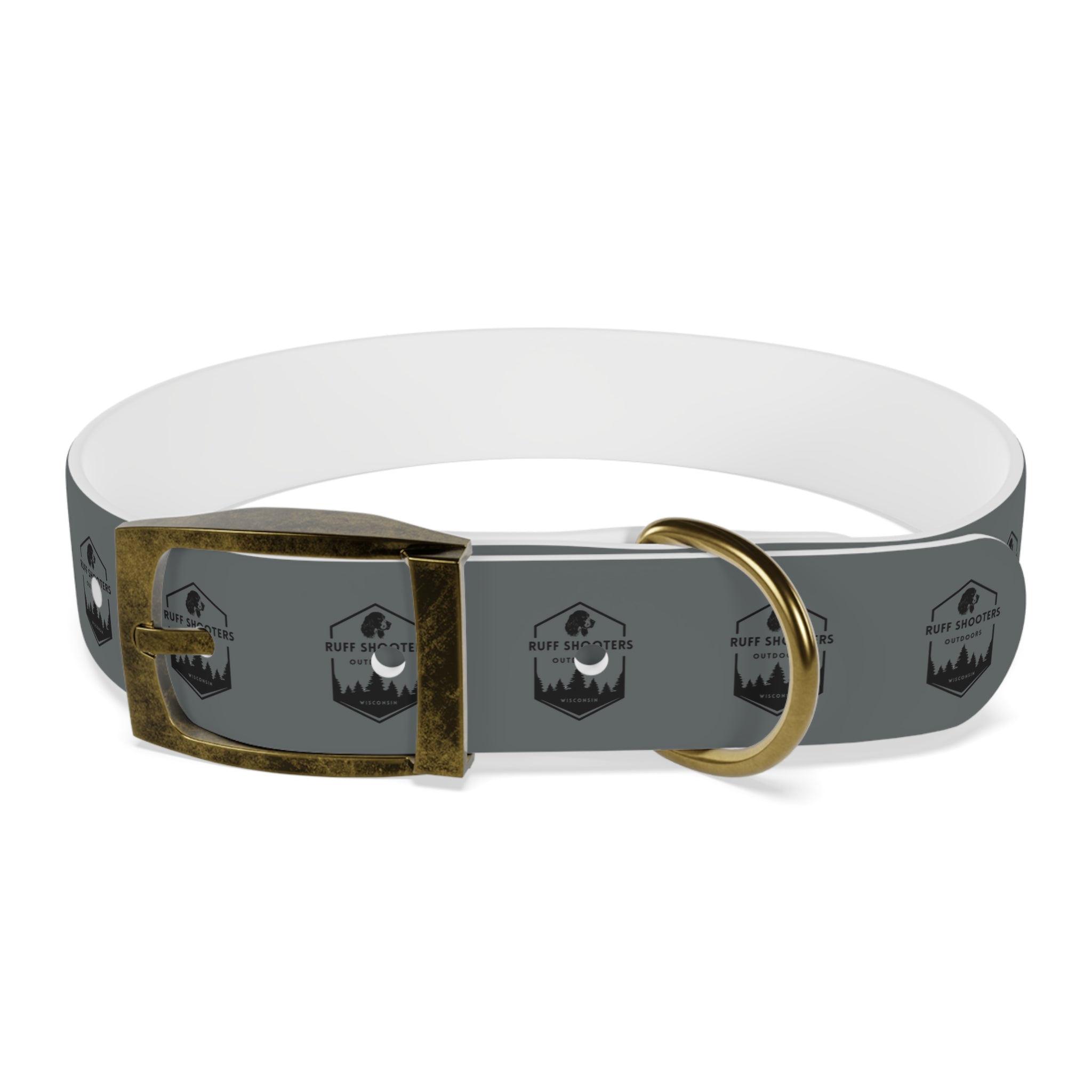 Ruff Shooters Logo Dog Collar — Grey Outdoor Adventure Pet Collar