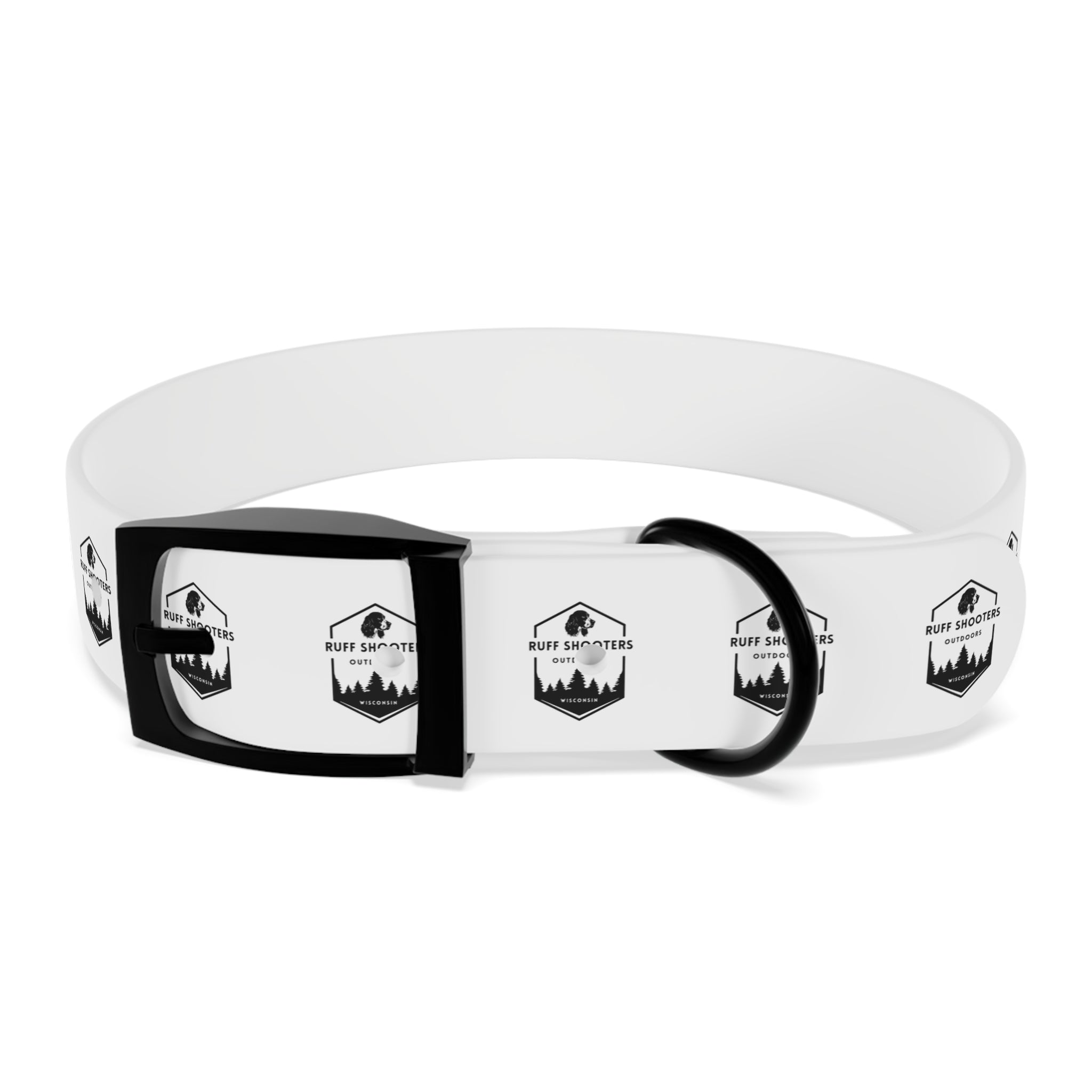 Ruff Shooters Logo Dog Collar — White Outdoor Adventure Pet Collar