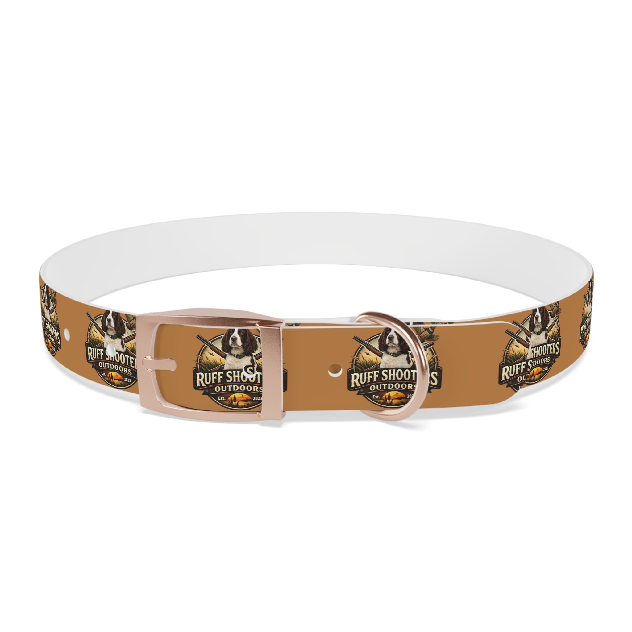 Ruff Shooters Grouse Logo Dog Collar —Tan Outdoor Adventure Pet Collar