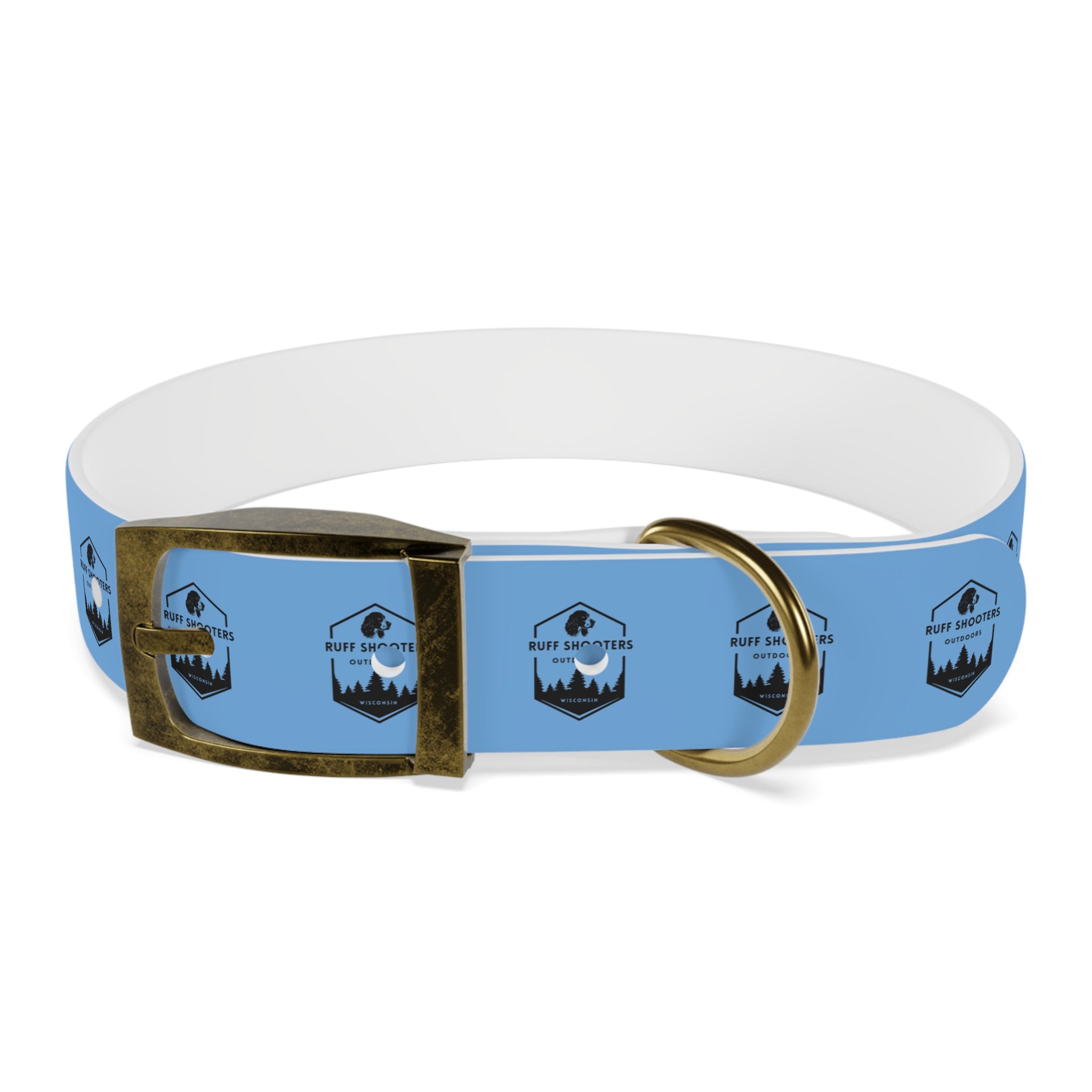 Ruff Shooters Logo Dog Collar — Light Blue Outdoor Adventure Pet Collar