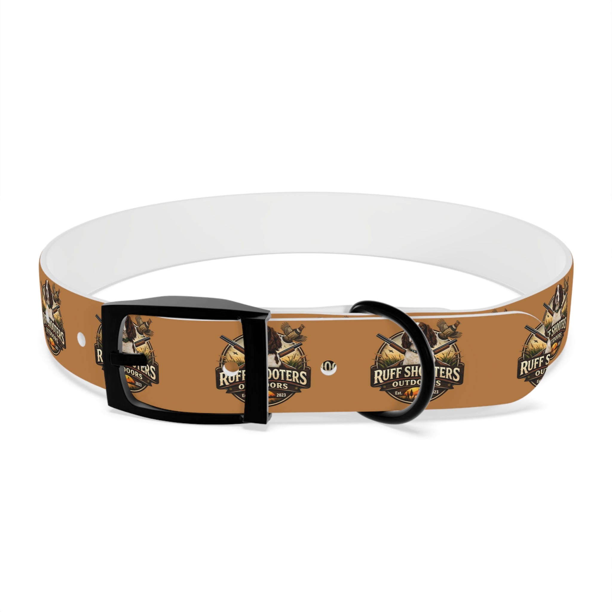 Ruff Shooters Grouse Logo Dog Collar —Tan Outdoor Adventure Pet Collar