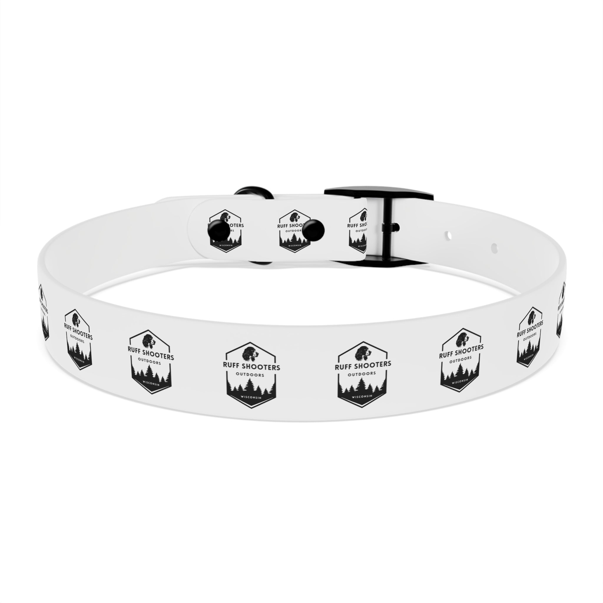 Ruff Shooters Logo Dog Collar — White Outdoor Adventure Pet Collar