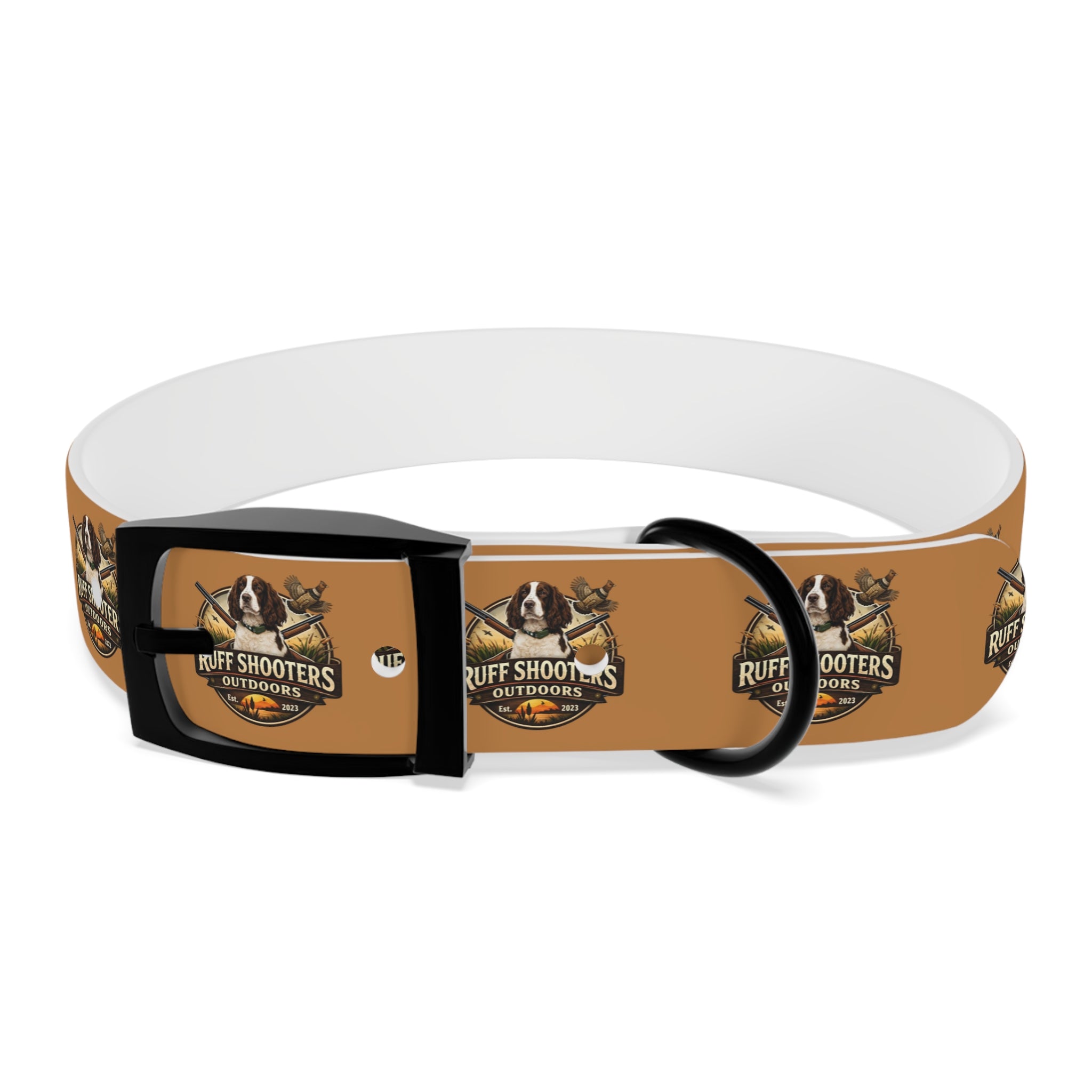 Ruff Shooters Grouse Logo Dog Collar —Tan Outdoor Adventure Pet Collar
