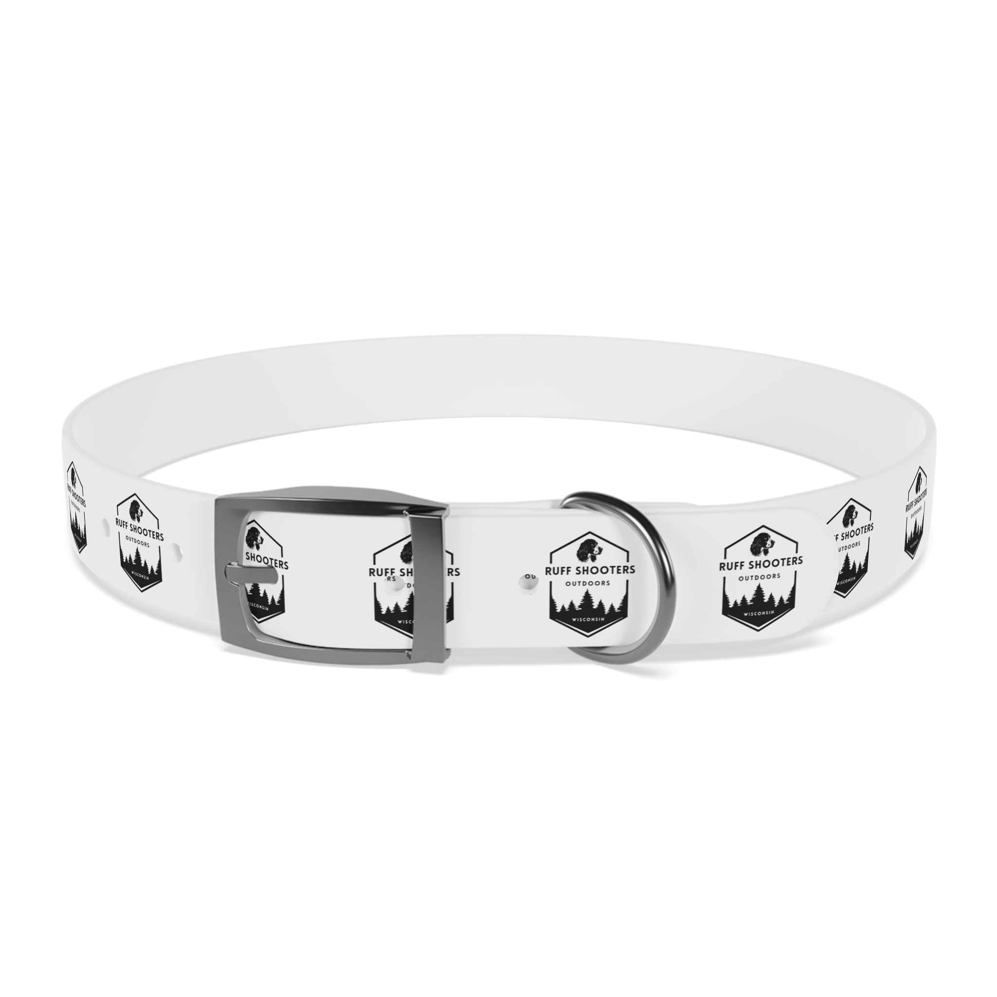 Ruff Shooters Logo Dog Collar — White Outdoor Adventure Pet Collar