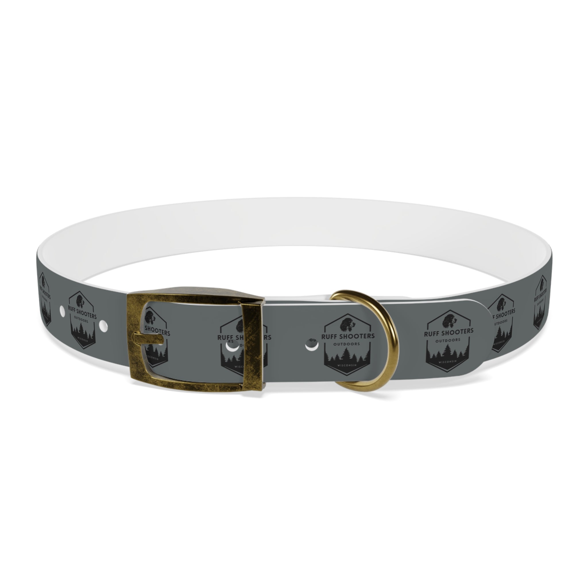 Ruff Shooters Logo Dog Collar — Grey Outdoor Adventure Pet Collar
