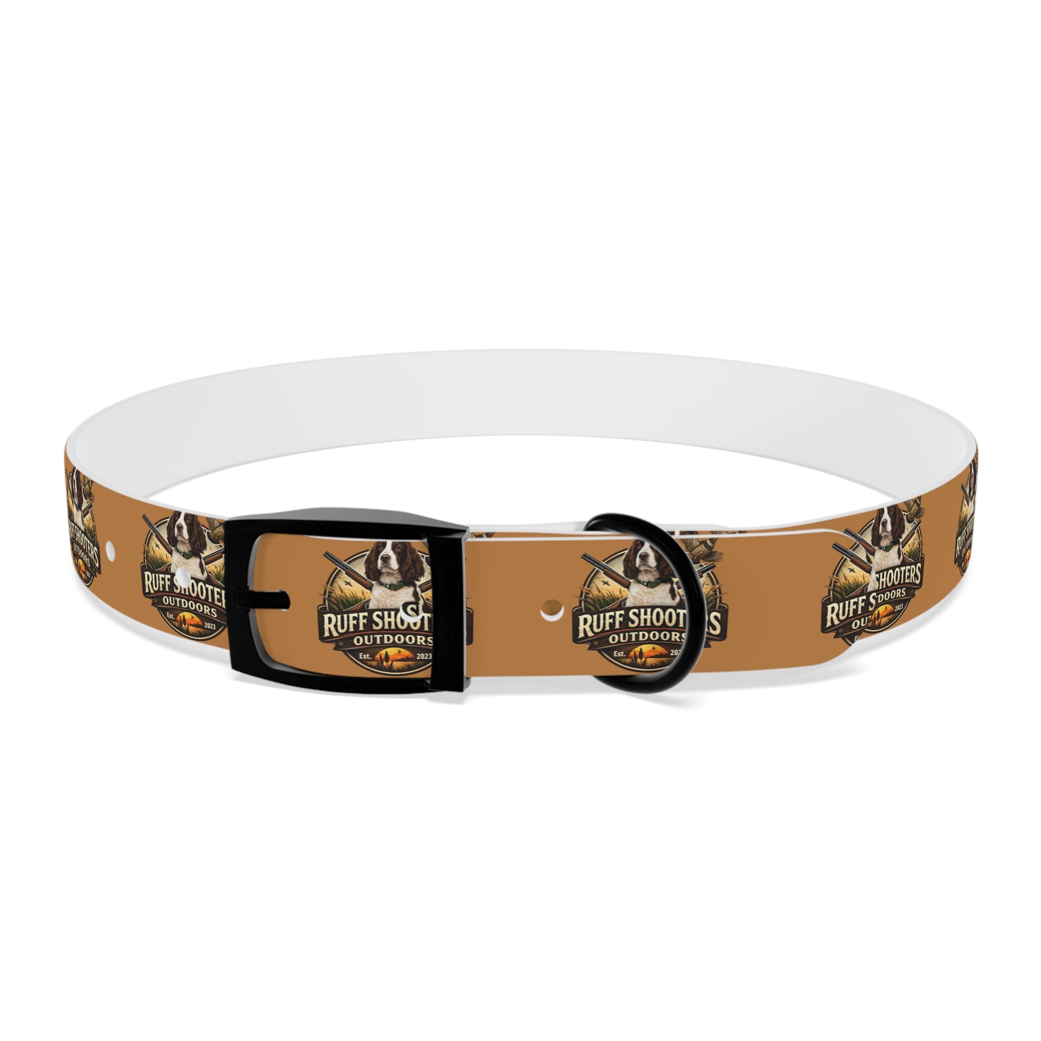 Ruff Shooters Grouse Logo Dog Collar —Tan Outdoor Adventure Pet Collar