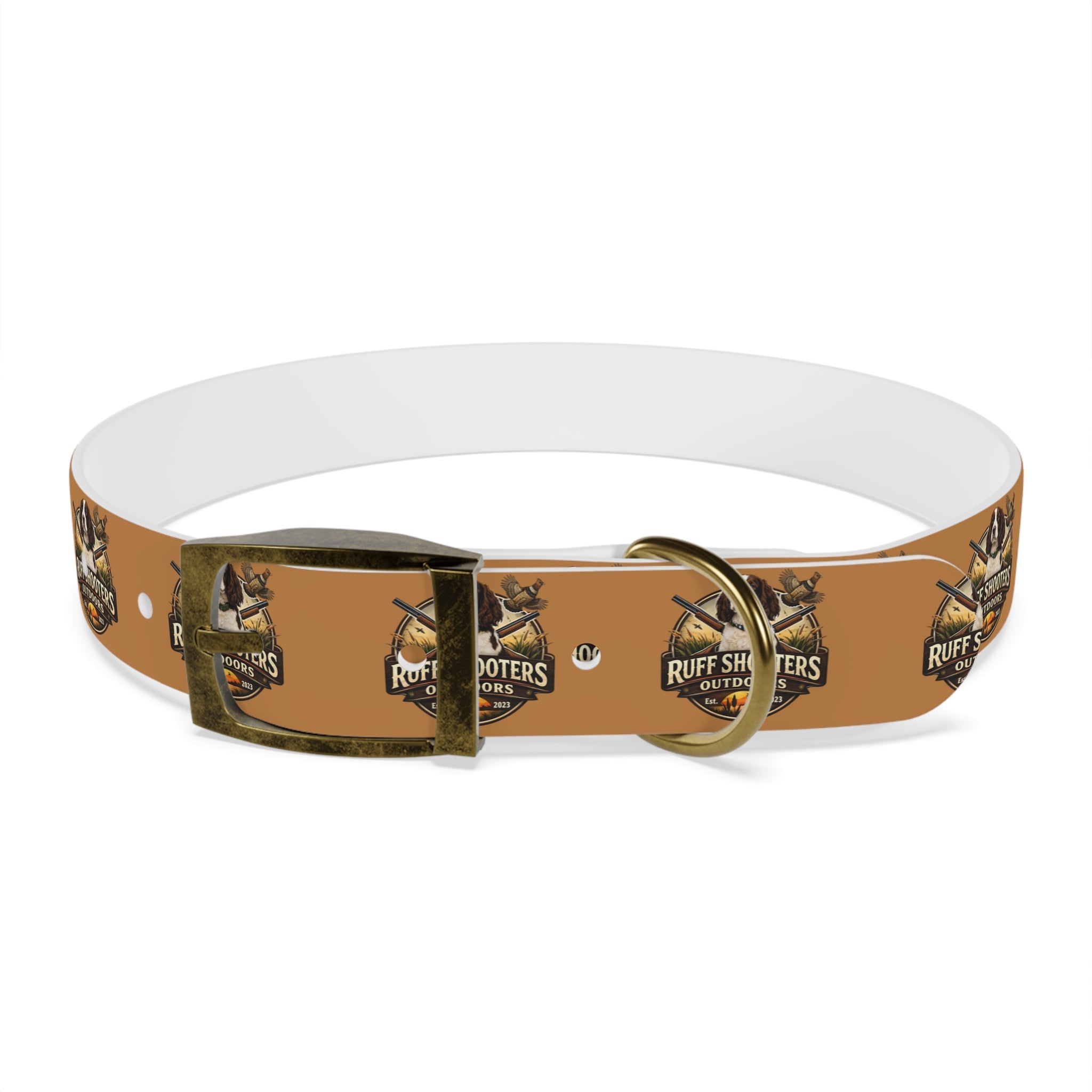 Ruff Shooters Grouse Logo Dog Collar —Tan Outdoor Adventure Pet Collar