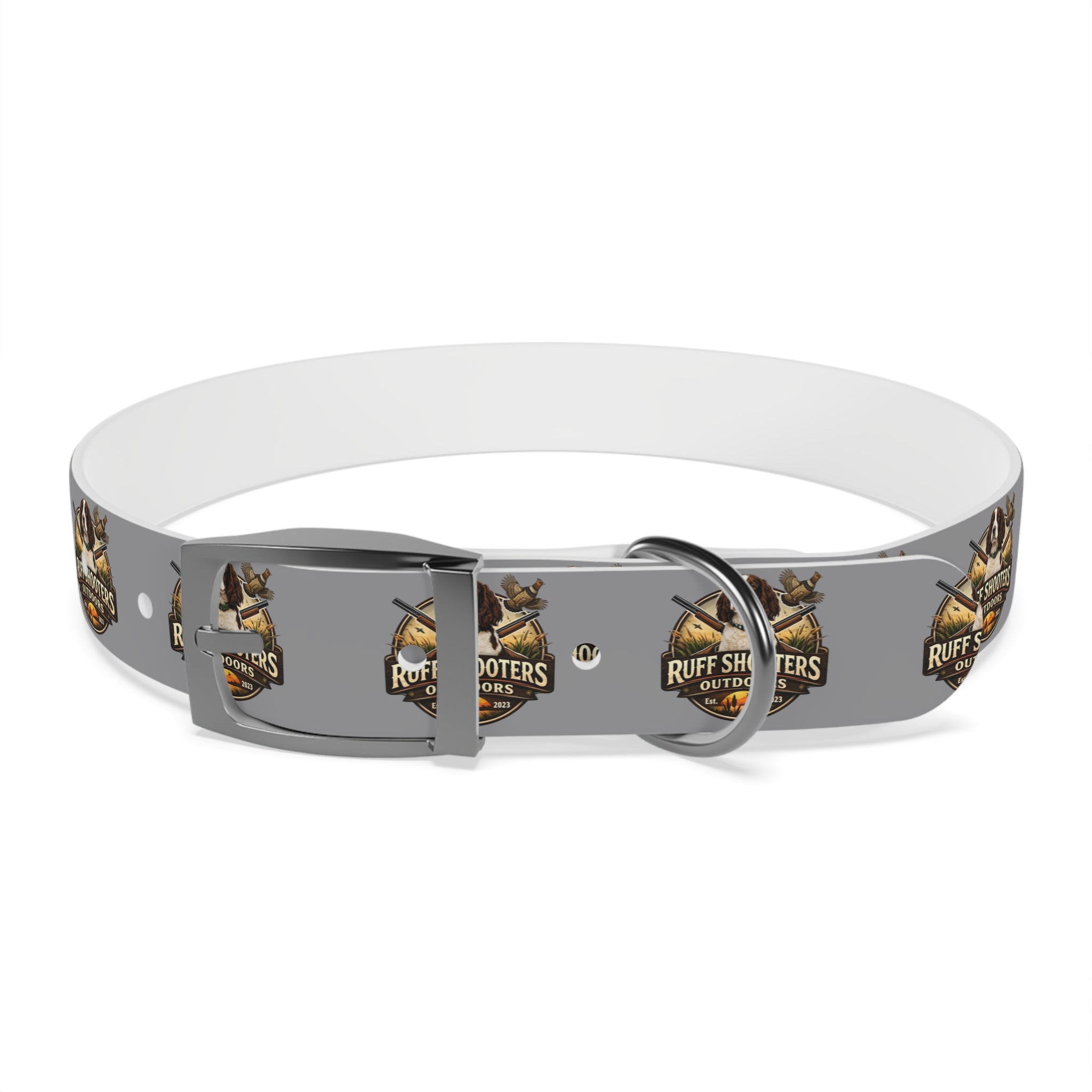 Ruff Shooters Grouse Logo Dog Collar —Grey Outdoor Adventure Pet Collar