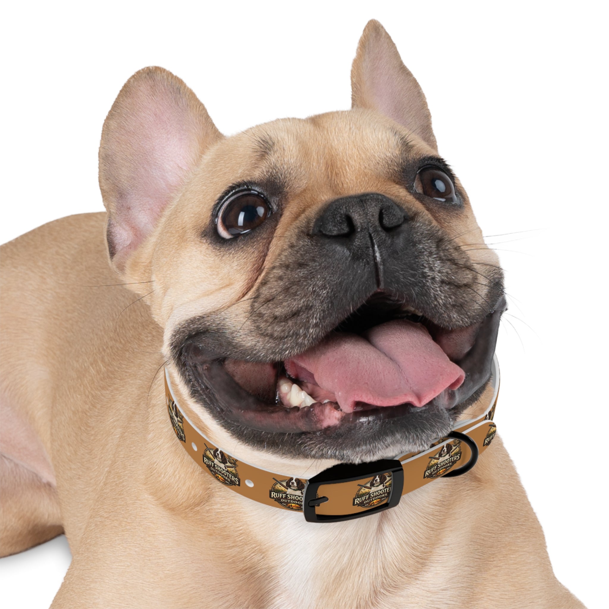 Ruff Shooters Grouse Logo Dog Collar —Tan Outdoor Adventure Pet Collar