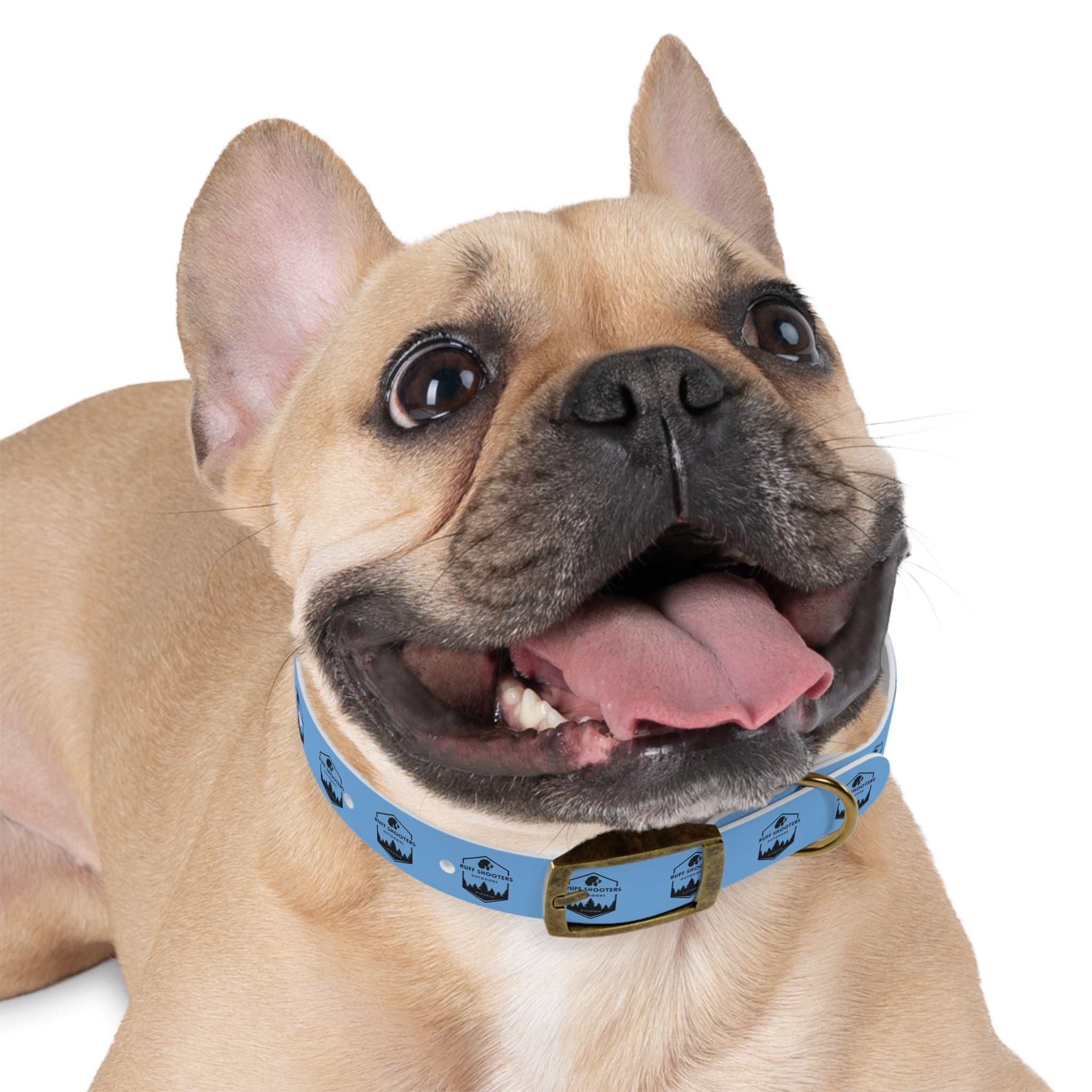 Ruff Shooters Logo Dog Collar — Light Blue Outdoor Adventure Pet Collar