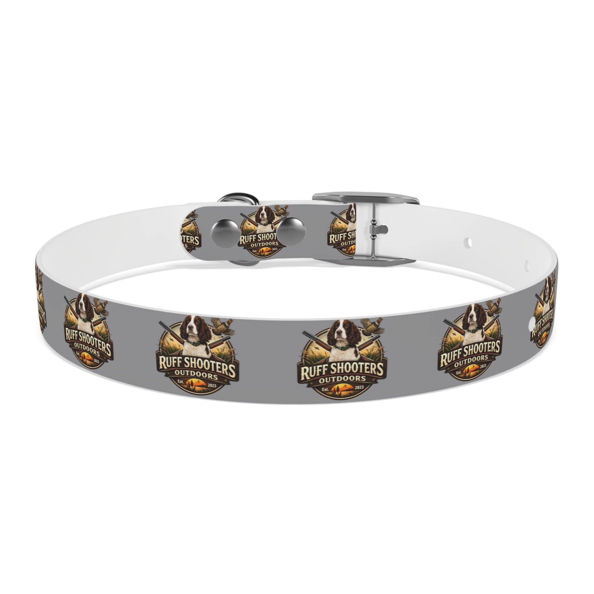 Ruff Shooters Grouse Logo Dog Collar —Grey Outdoor Adventure Pet Collar