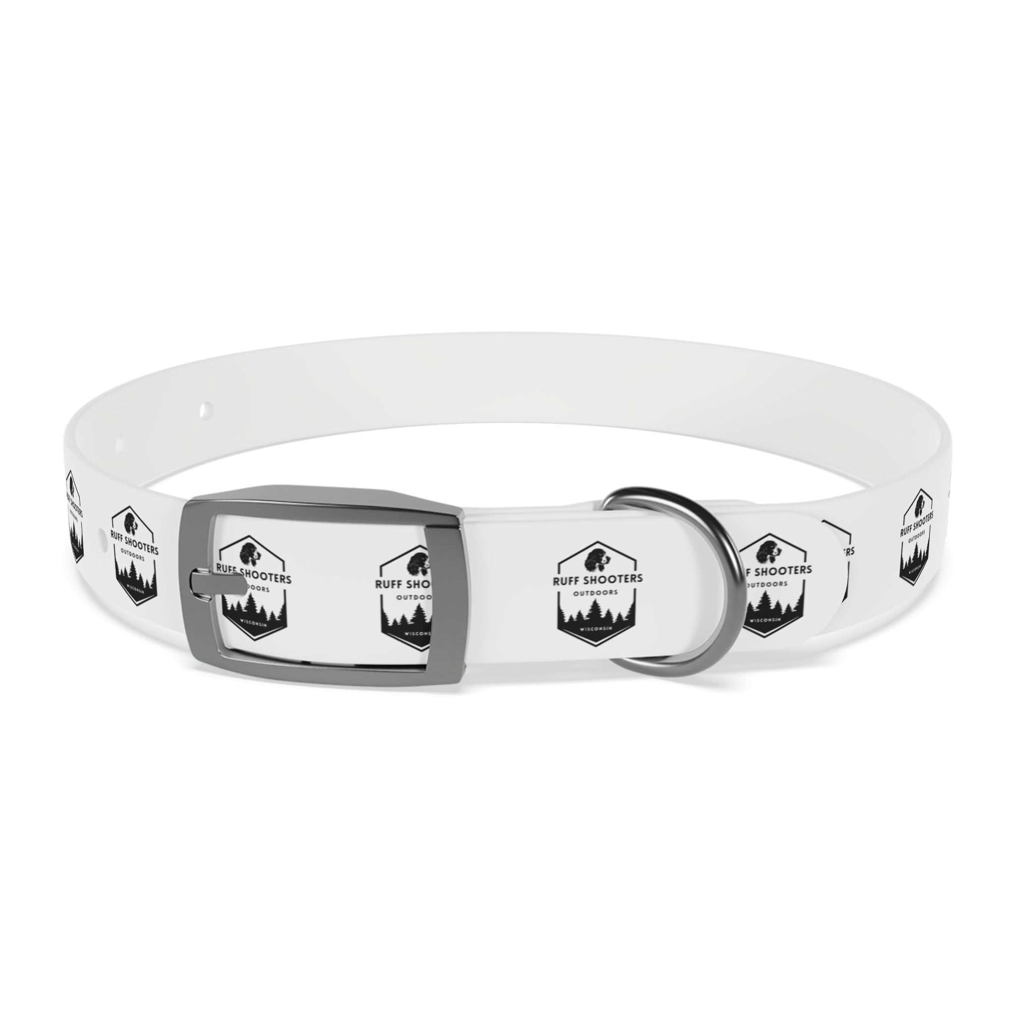 Ruff Shooters Logo Dog Collar — White Outdoor Adventure Pet Collar