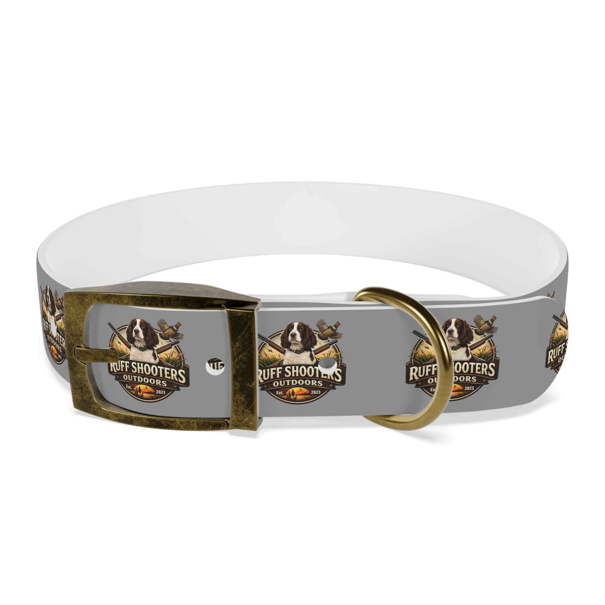 Ruff Shooters Grouse Logo Dog Collar —Grey Outdoor Adventure Pet Collar
