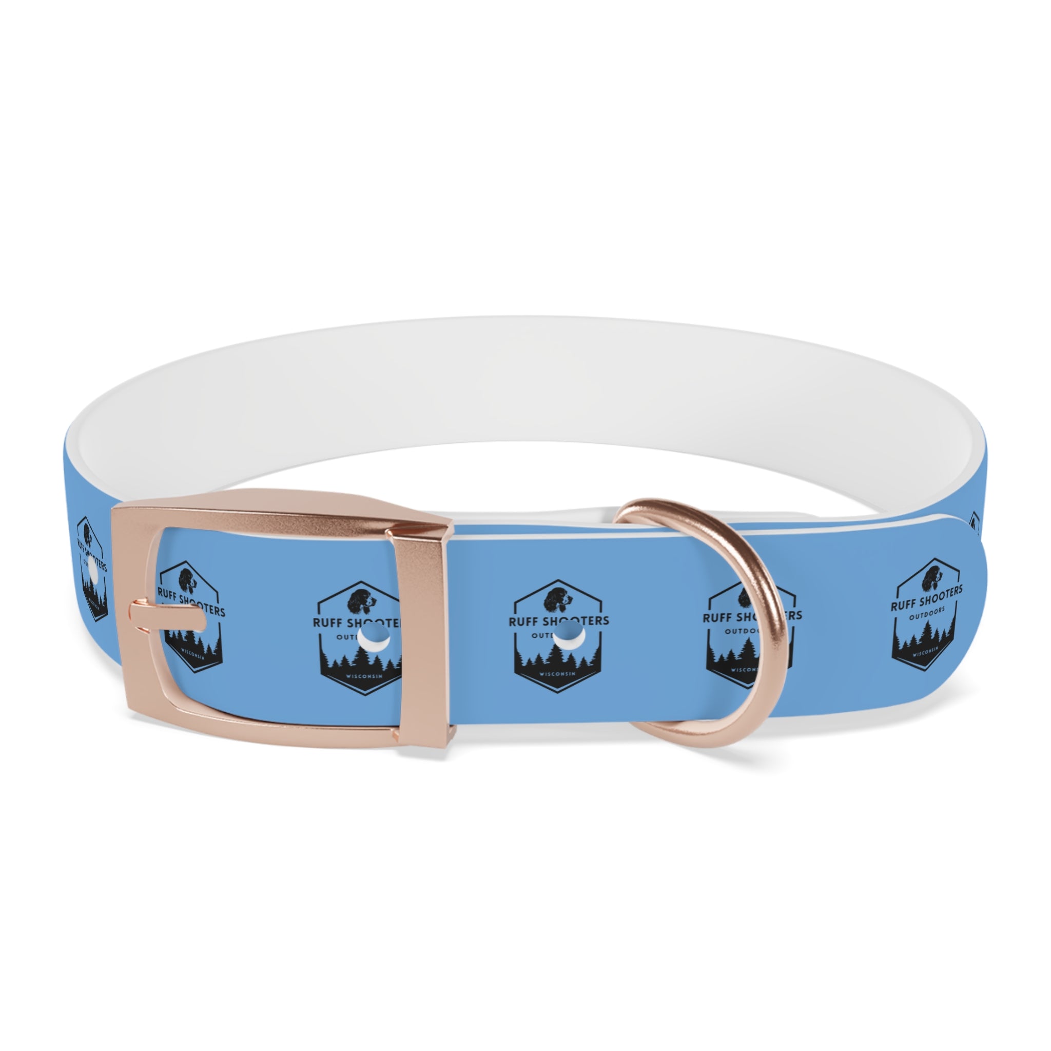 Ruff Shooters Logo Dog Collar — Light Blue Outdoor Adventure Pet Collar