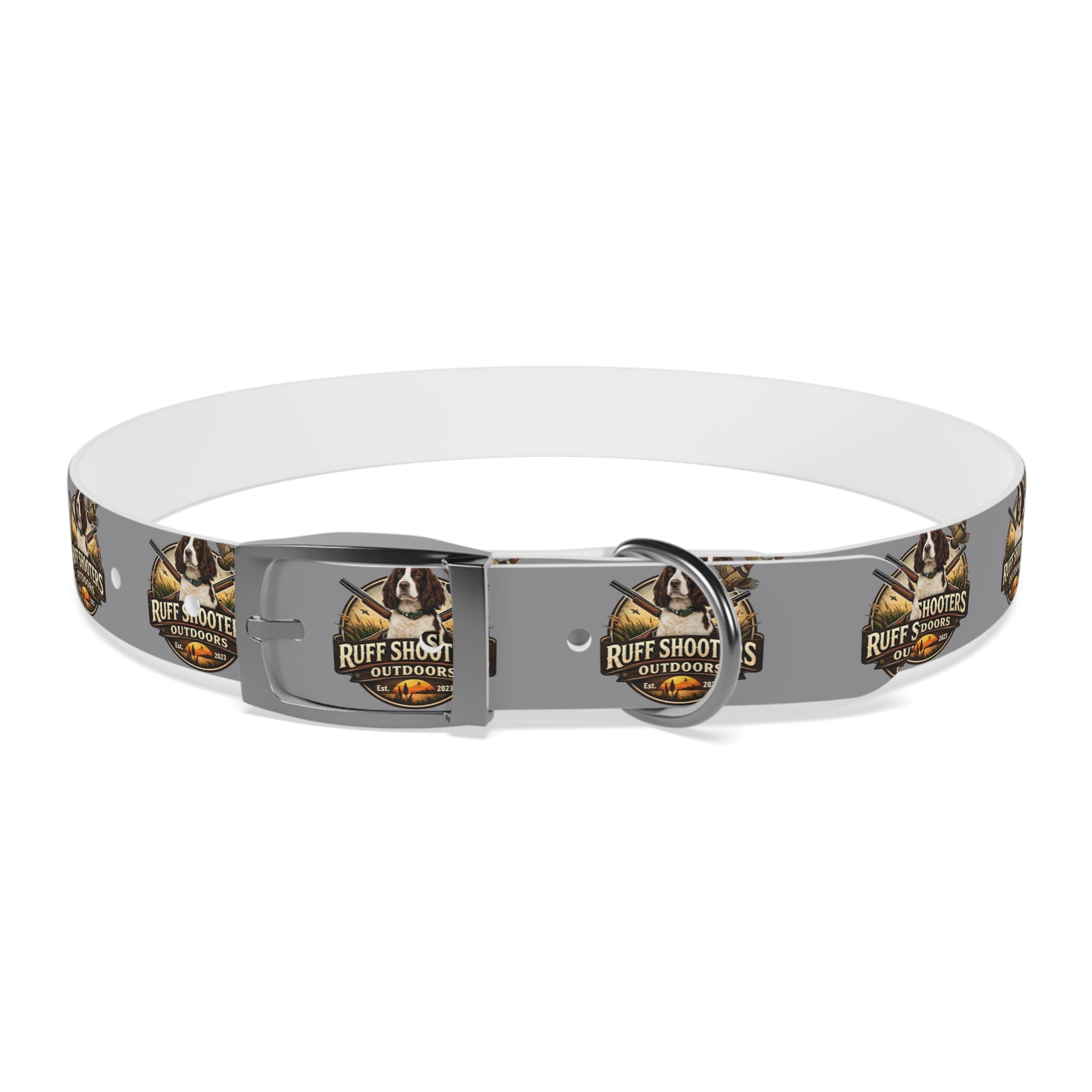 Ruff Shooters Grouse Logo Dog Collar —Grey Outdoor Adventure Pet Collar