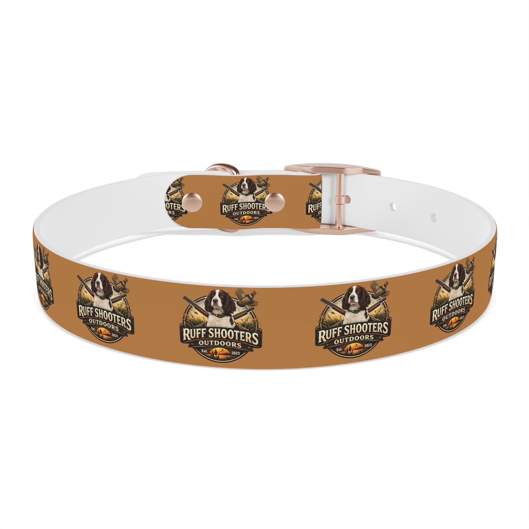 Ruff Shooters Grouse Logo Dog Collar —Tan Outdoor Adventure Pet Collar