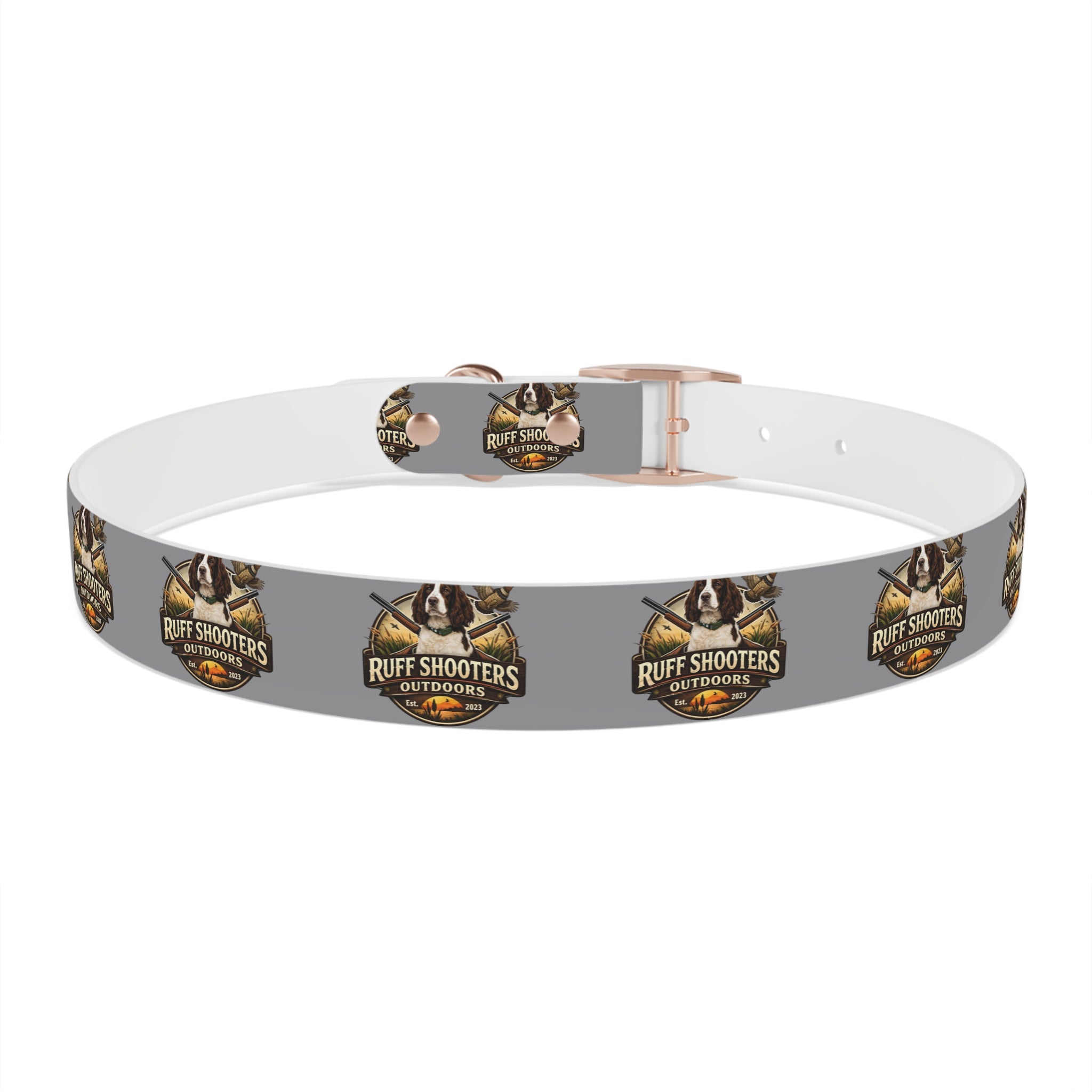 Ruff Shooters Grouse Logo Dog Collar —Grey Outdoor Adventure Pet Collar