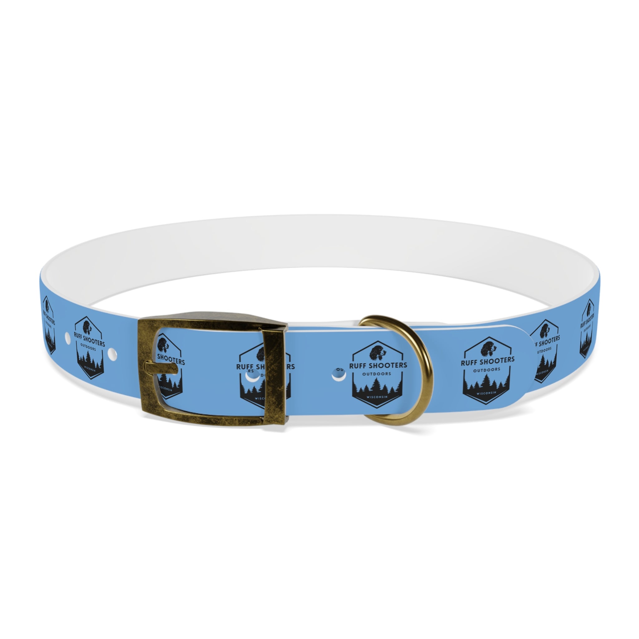 Ruff Shooters Logo Dog Collar — Light Blue Outdoor Adventure Pet Collar
