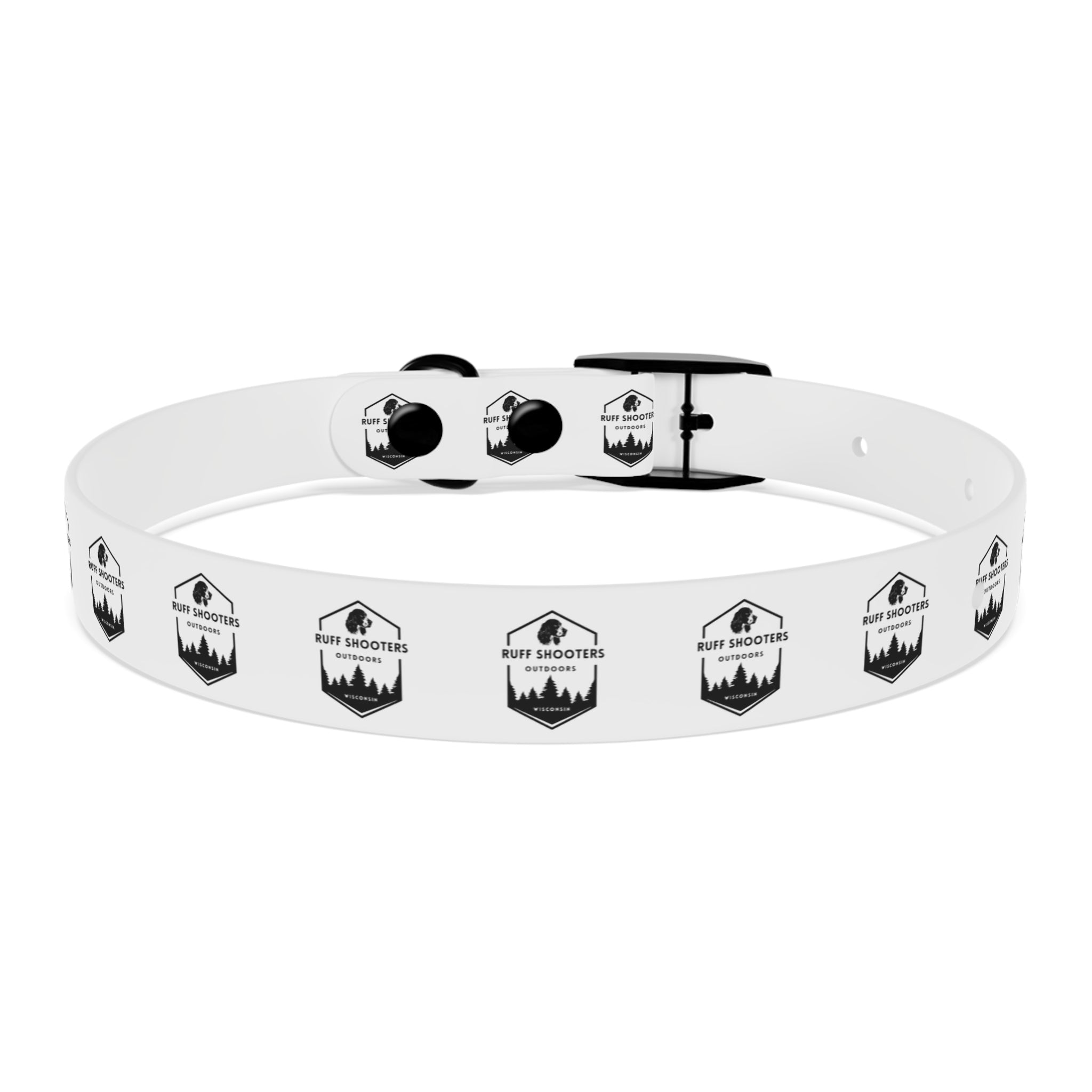 Ruff Shooters Logo Dog Collar — White Outdoor Adventure Pet Collar