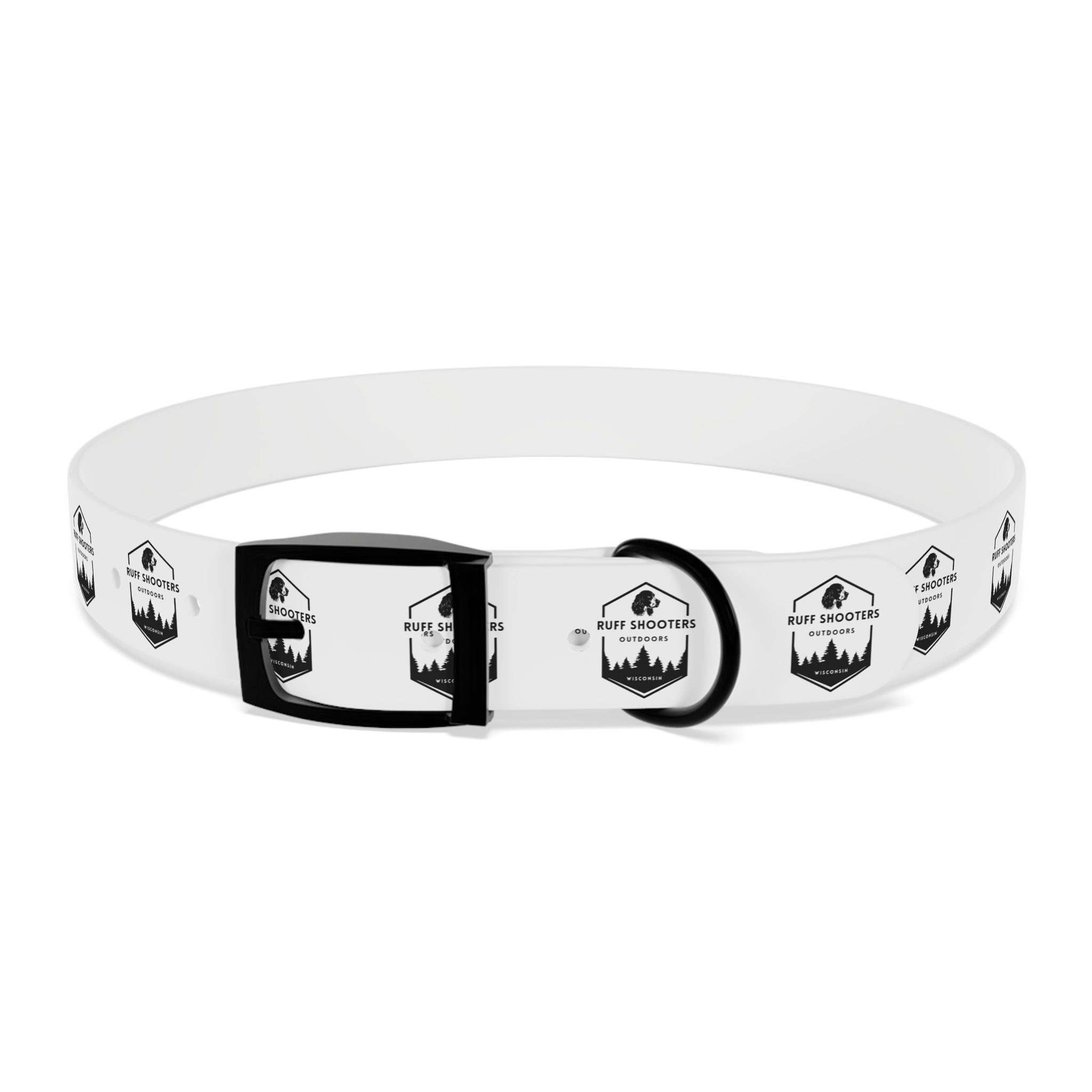 Ruff Shooters Logo Dog Collar — White Outdoor Adventure Pet Collar