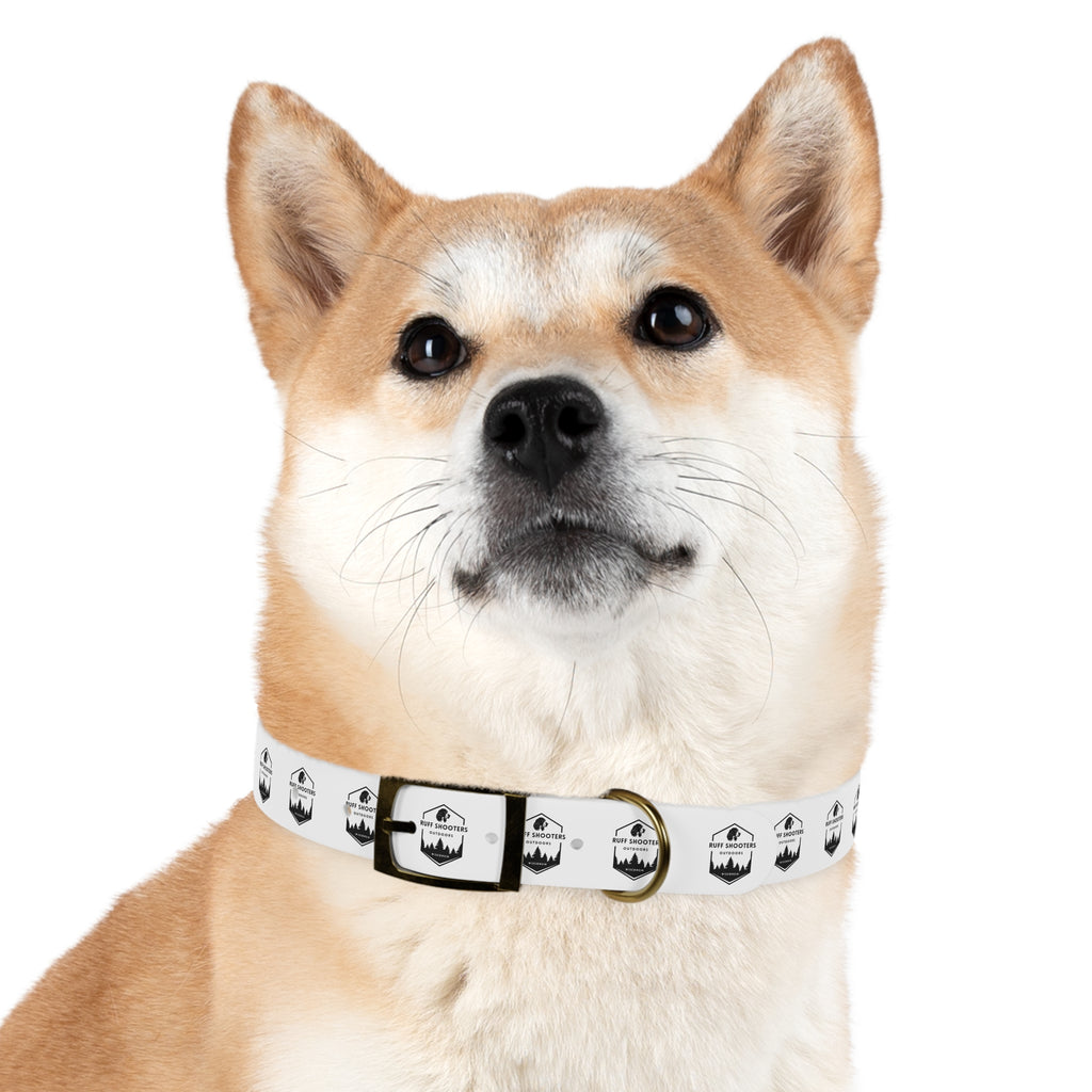 Ruff Shooters Logo Dog Collar — White Outdoor Adventure Pet Collar