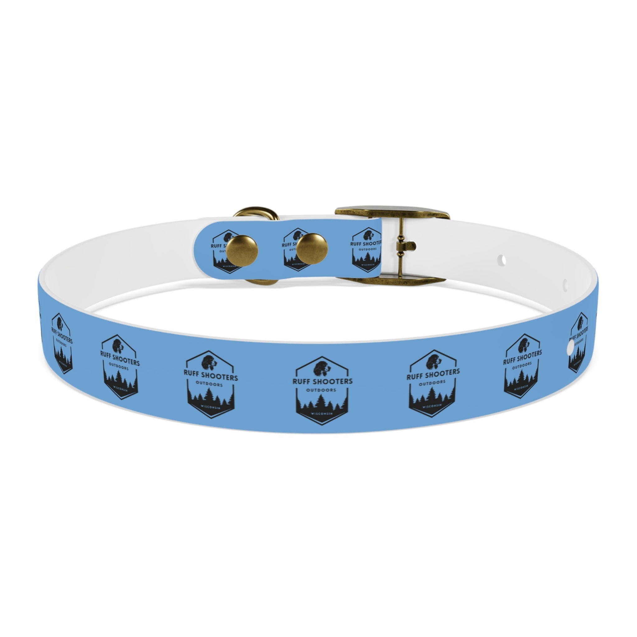 Ruff Shooters Logo Dog Collar — Light Blue Outdoor Adventure Pet Collar