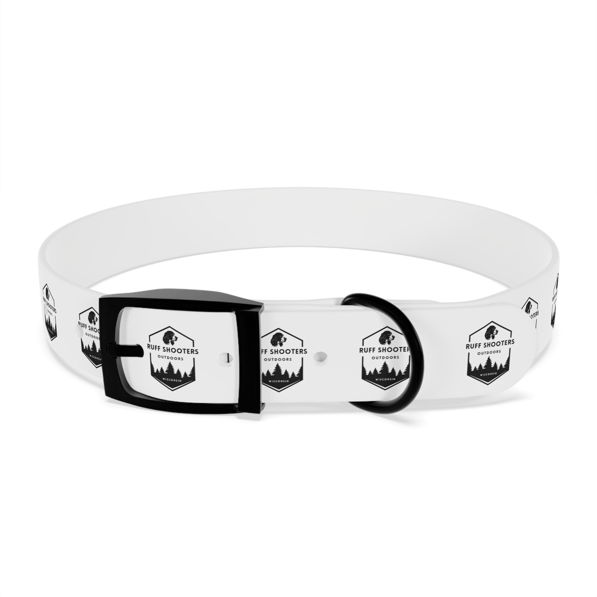 Ruff Shooters Logo Dog Collar — White Outdoor Adventure Pet Collar