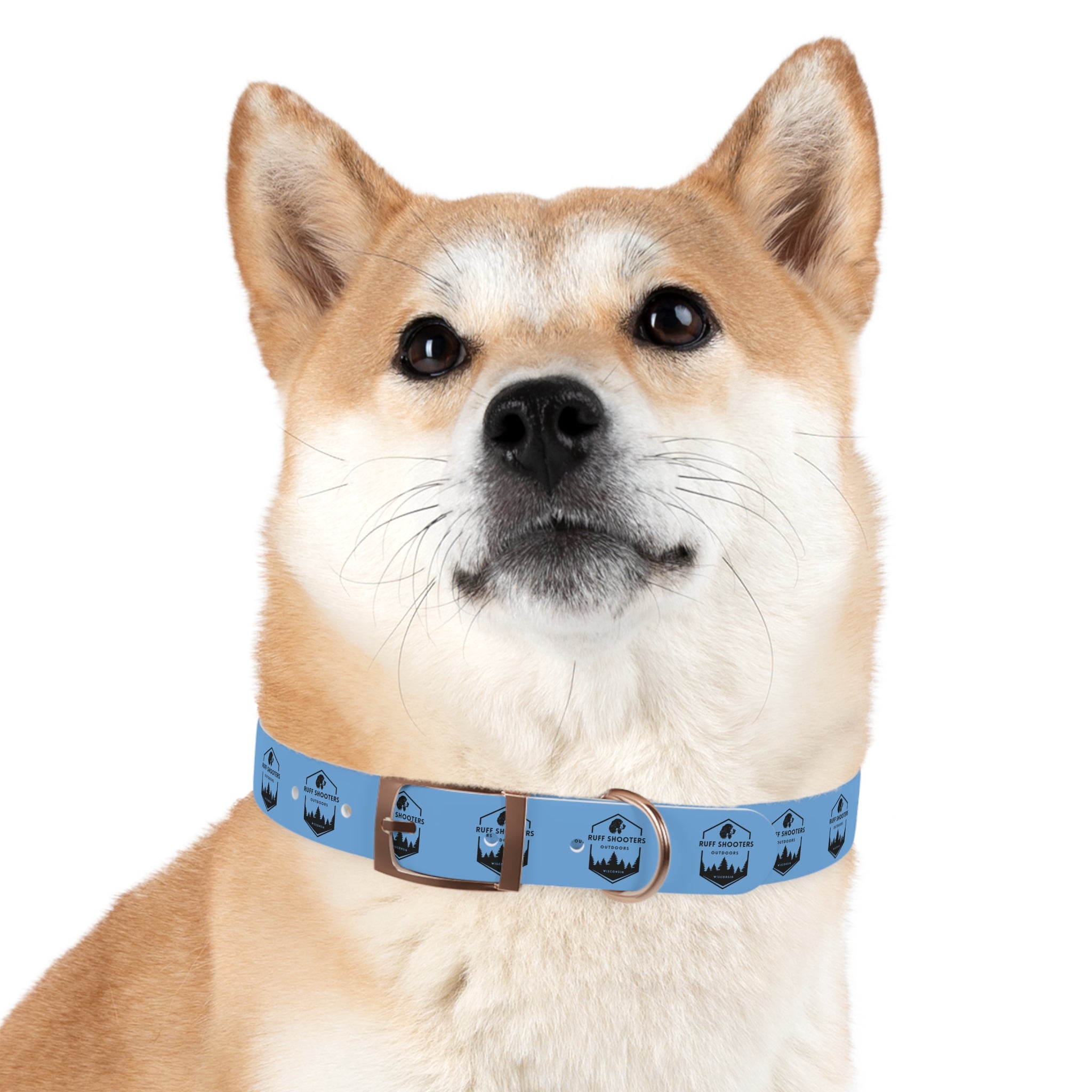 Ruff Shooters Logo Dog Collar — Light Blue Outdoor Adventure Pet Collar