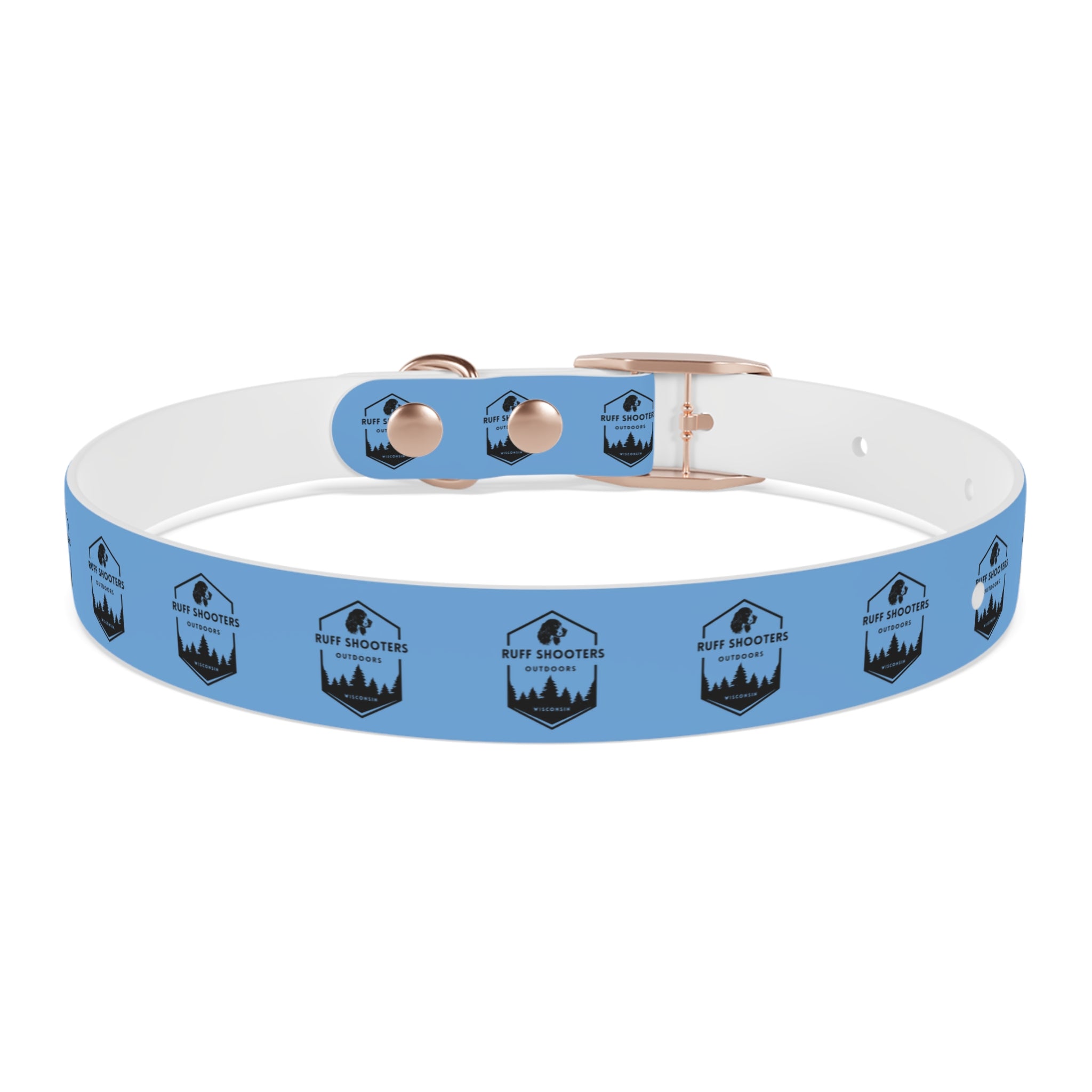 Ruff Shooters Logo Dog Collar — Light Blue Outdoor Adventure Pet Collar