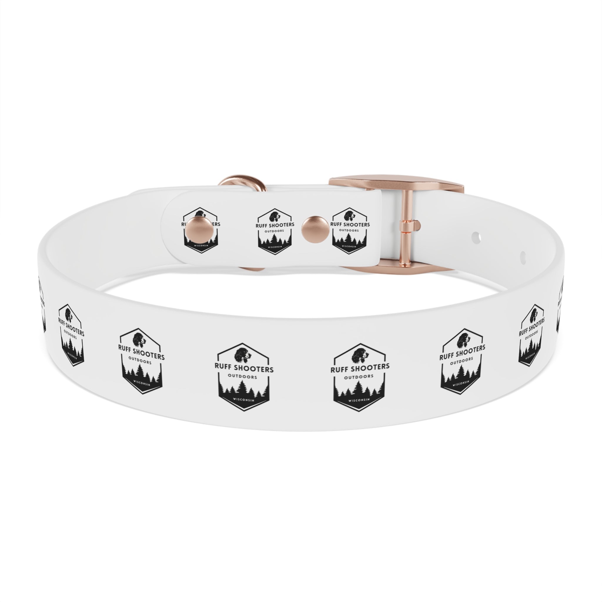 Ruff Shooters Logo Dog Collar — White Outdoor Adventure Pet Collar