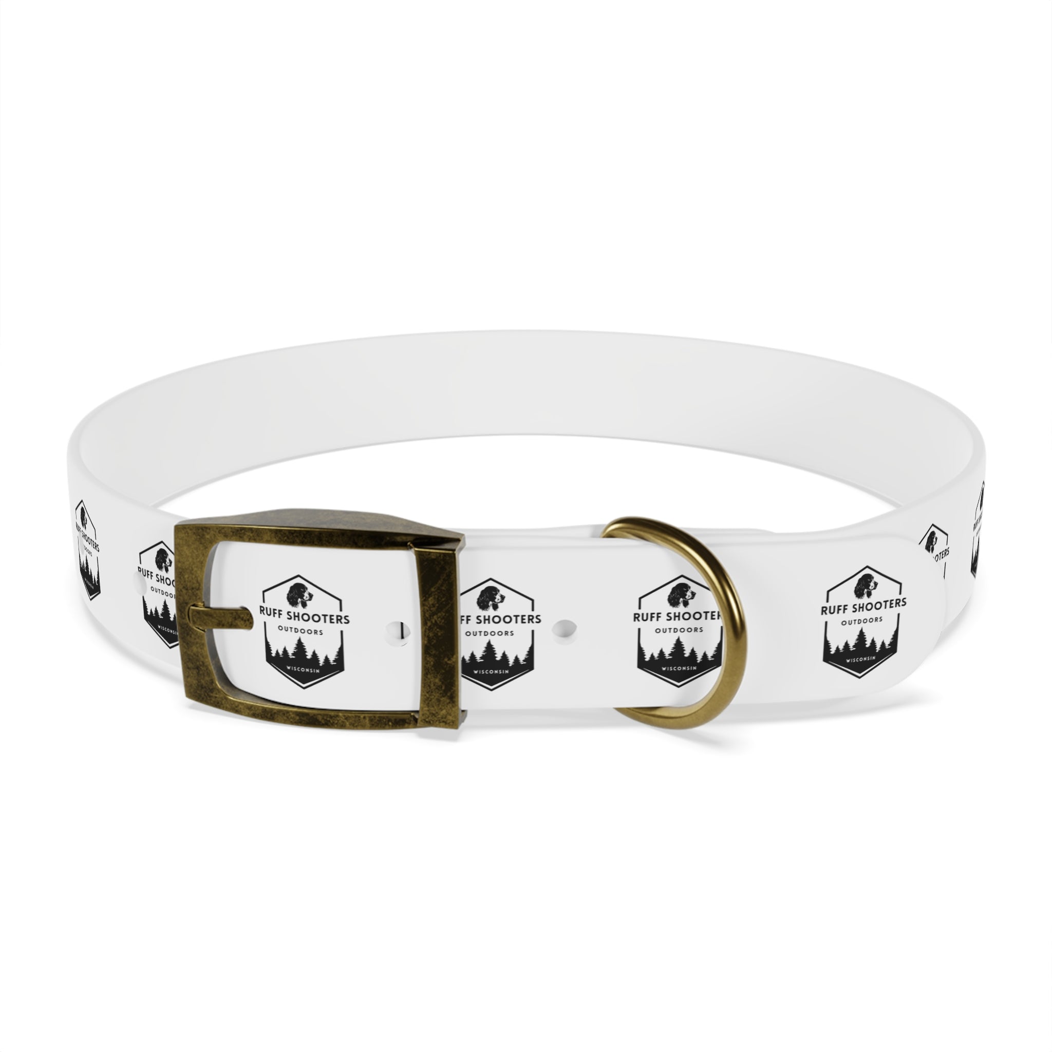 Ruff Shooters Logo Dog Collar — White Outdoor Adventure Pet Collar