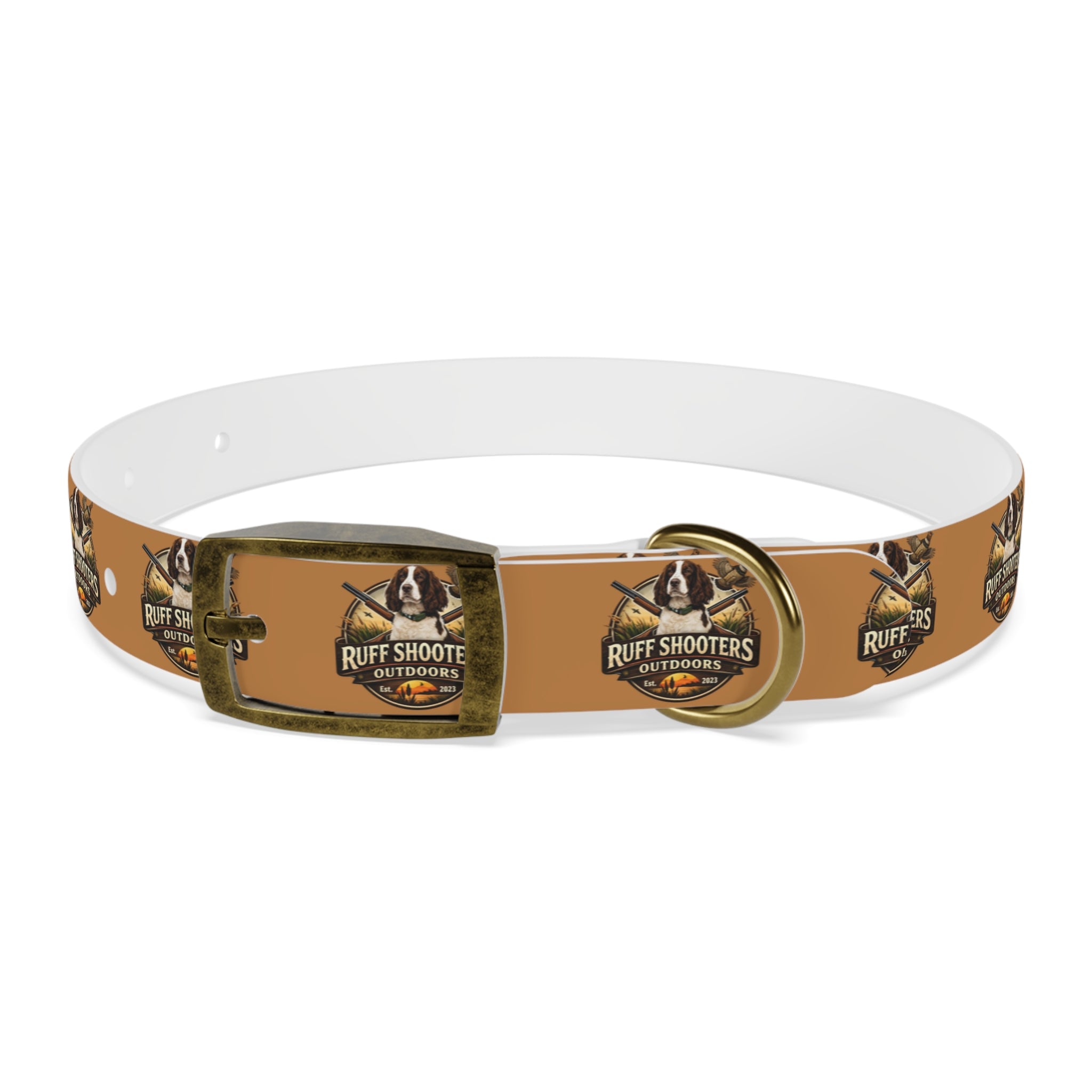 Ruff Shooters Grouse Logo Dog Collar —Tan Outdoor Adventure Pet Collar