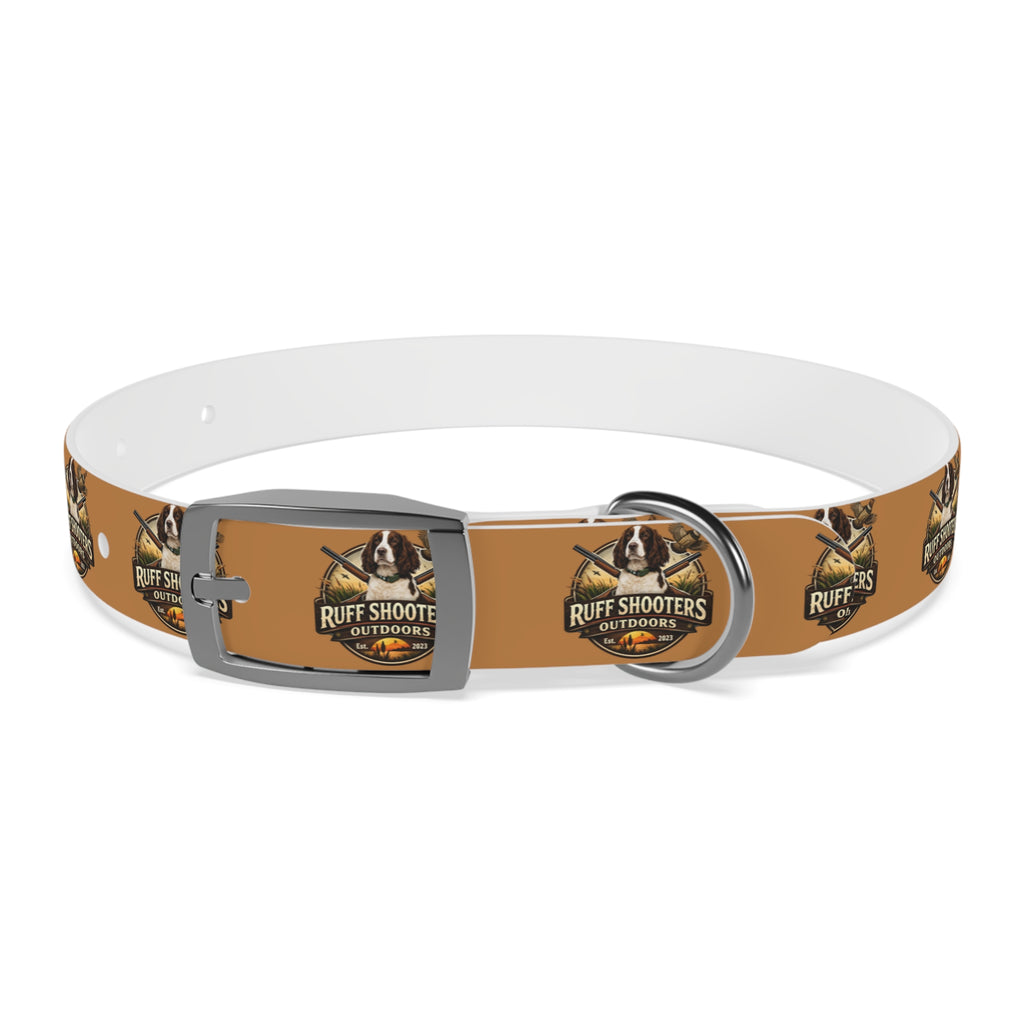 Ruff Shooters Grouse Logo Dog Collar —Tan Outdoor Adventure Pet Collar