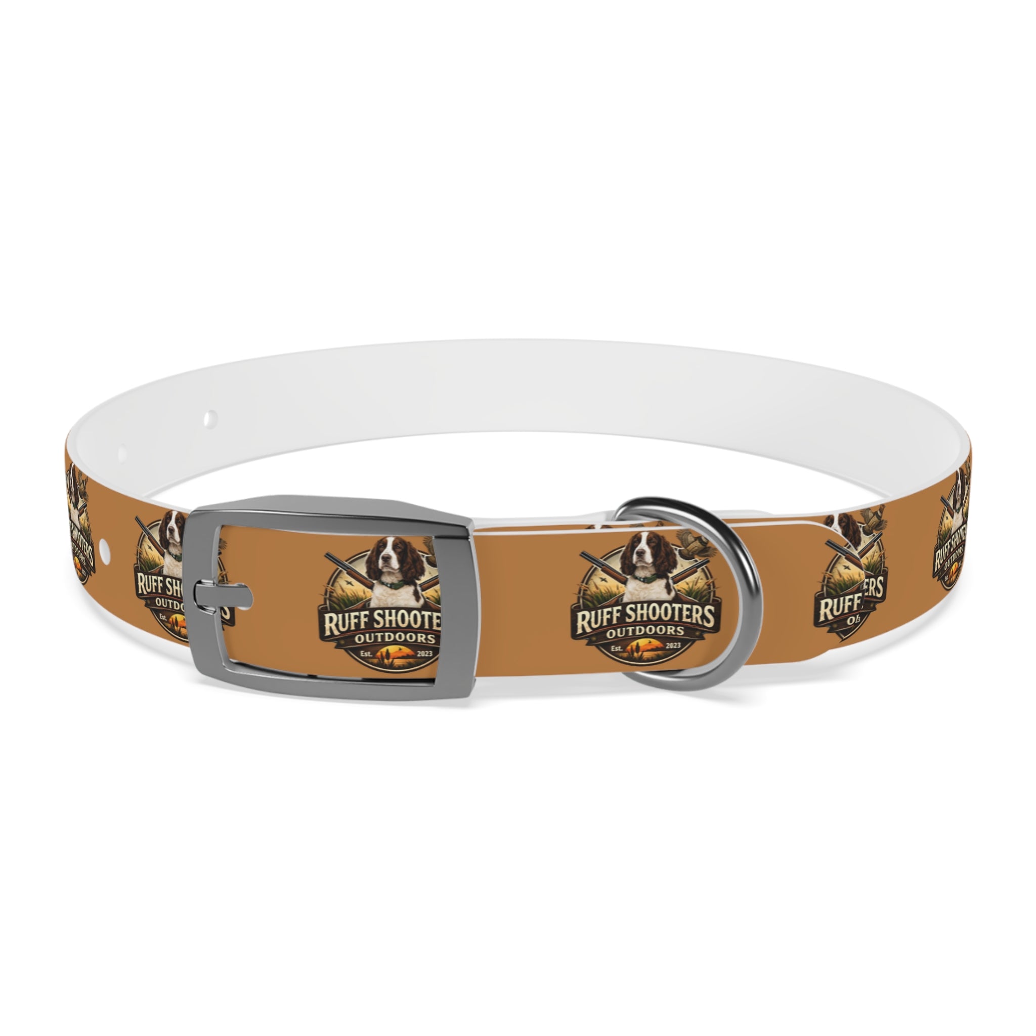 Ruff Shooters Grouse Logo Dog Collar —Tan Outdoor Adventure Pet Collar