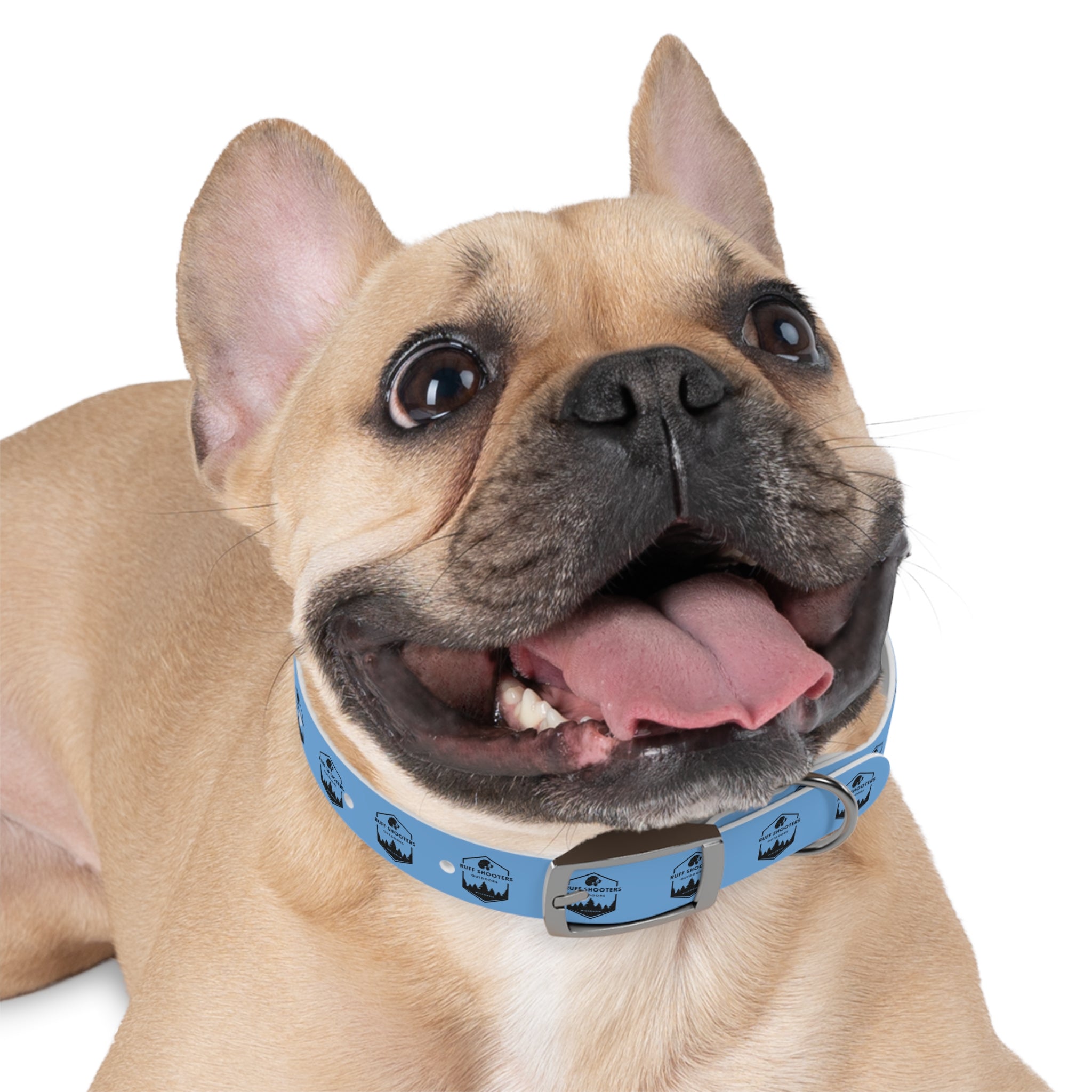 Ruff Shooters Logo Dog Collar — Light Blue Outdoor Adventure Pet Collar