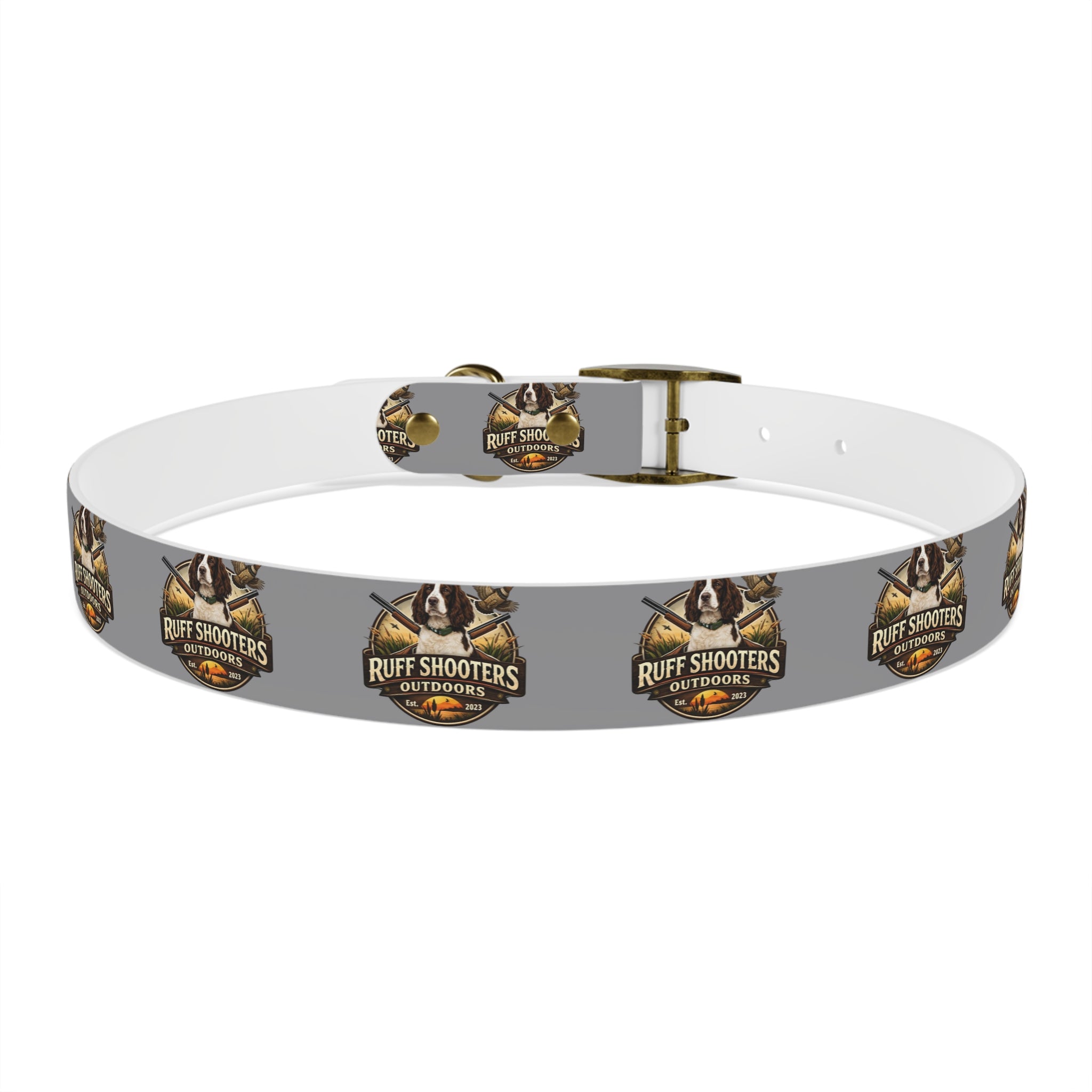 Ruff Shooters Grouse Logo Dog Collar —Grey Outdoor Adventure Pet Collar
