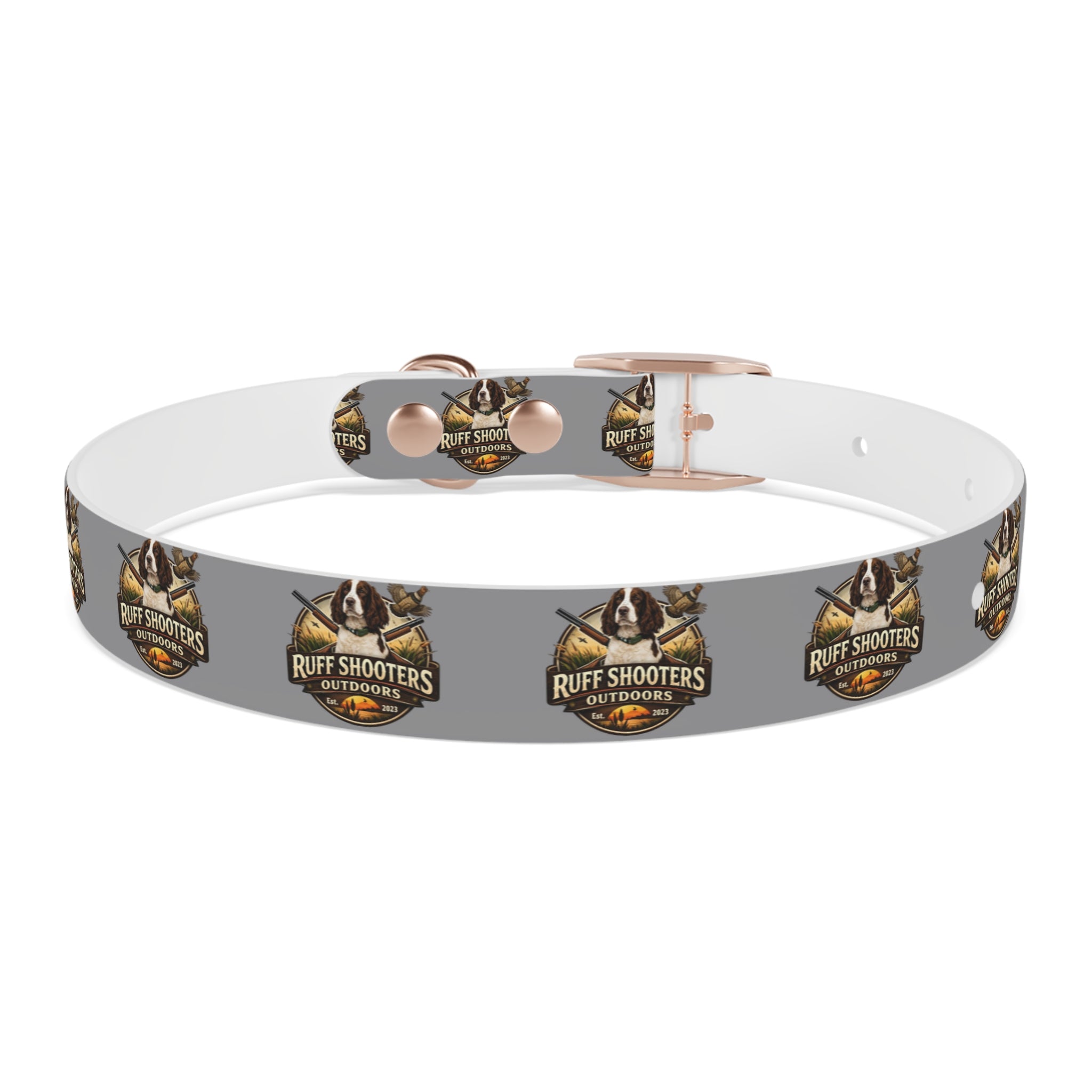 Ruff Shooters Grouse Logo Dog Collar —Grey Outdoor Adventure Pet Collar