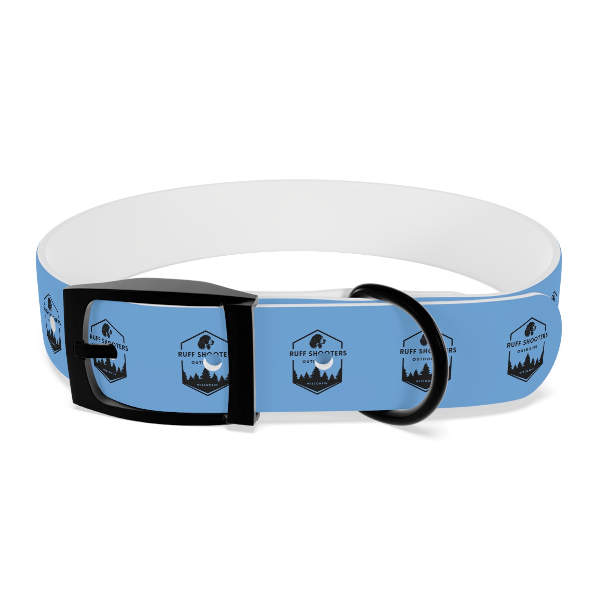 Ruff Shooters Logo Dog Collar — Light Blue Outdoor Adventure Pet Collar