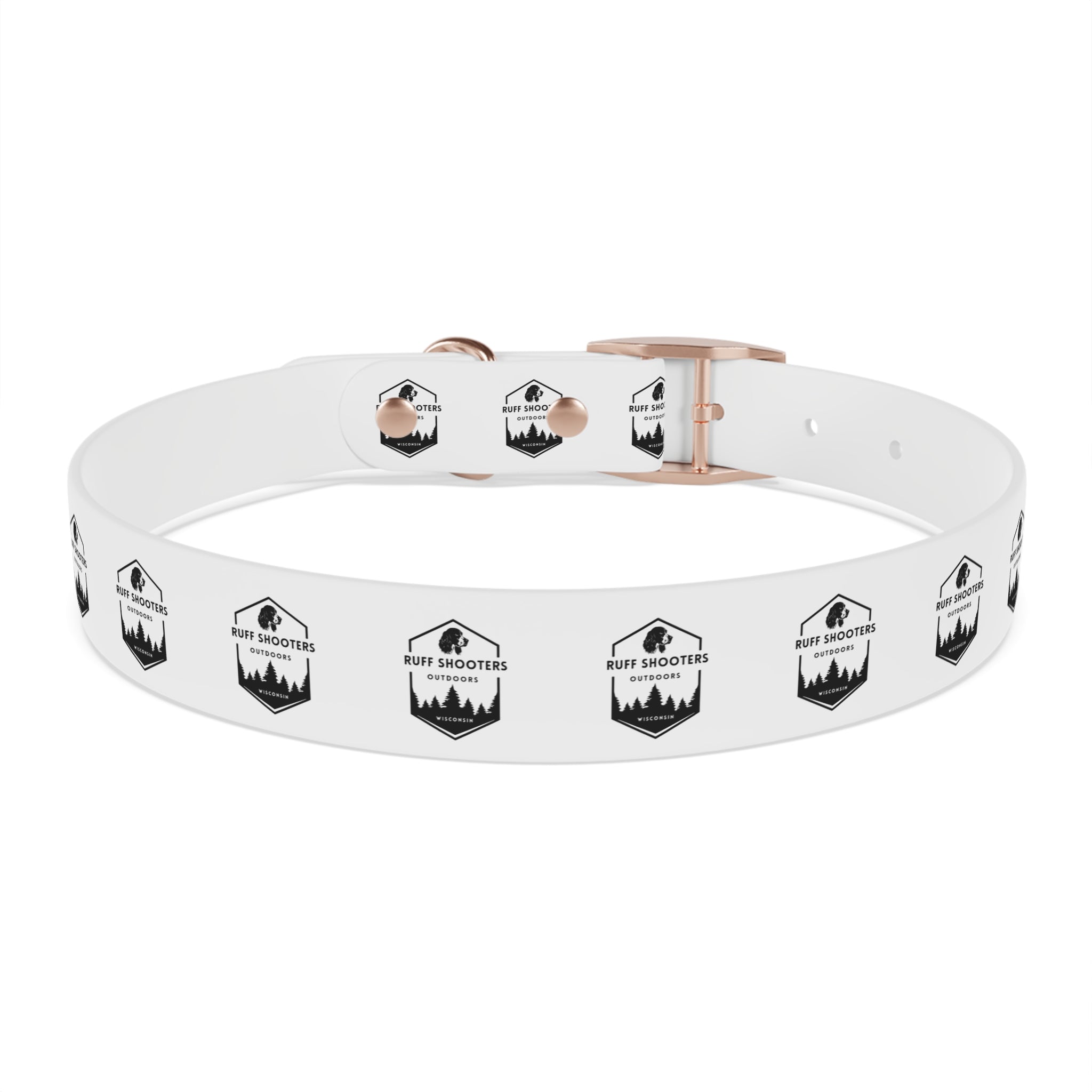 Ruff Shooters Logo Dog Collar — White Outdoor Adventure Pet Collar