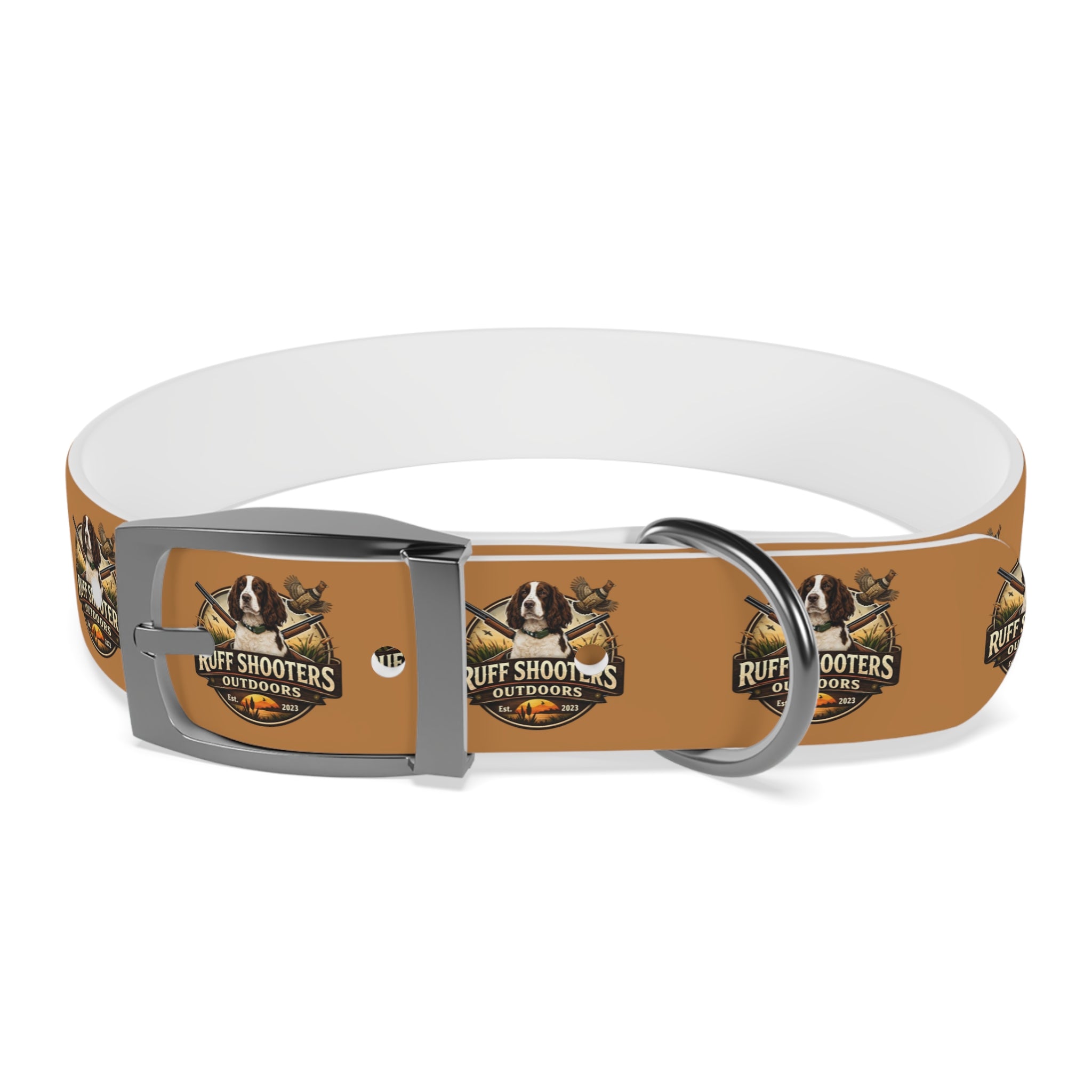 Ruff Shooters Grouse Logo Dog Collar —Tan Outdoor Adventure Pet Collar