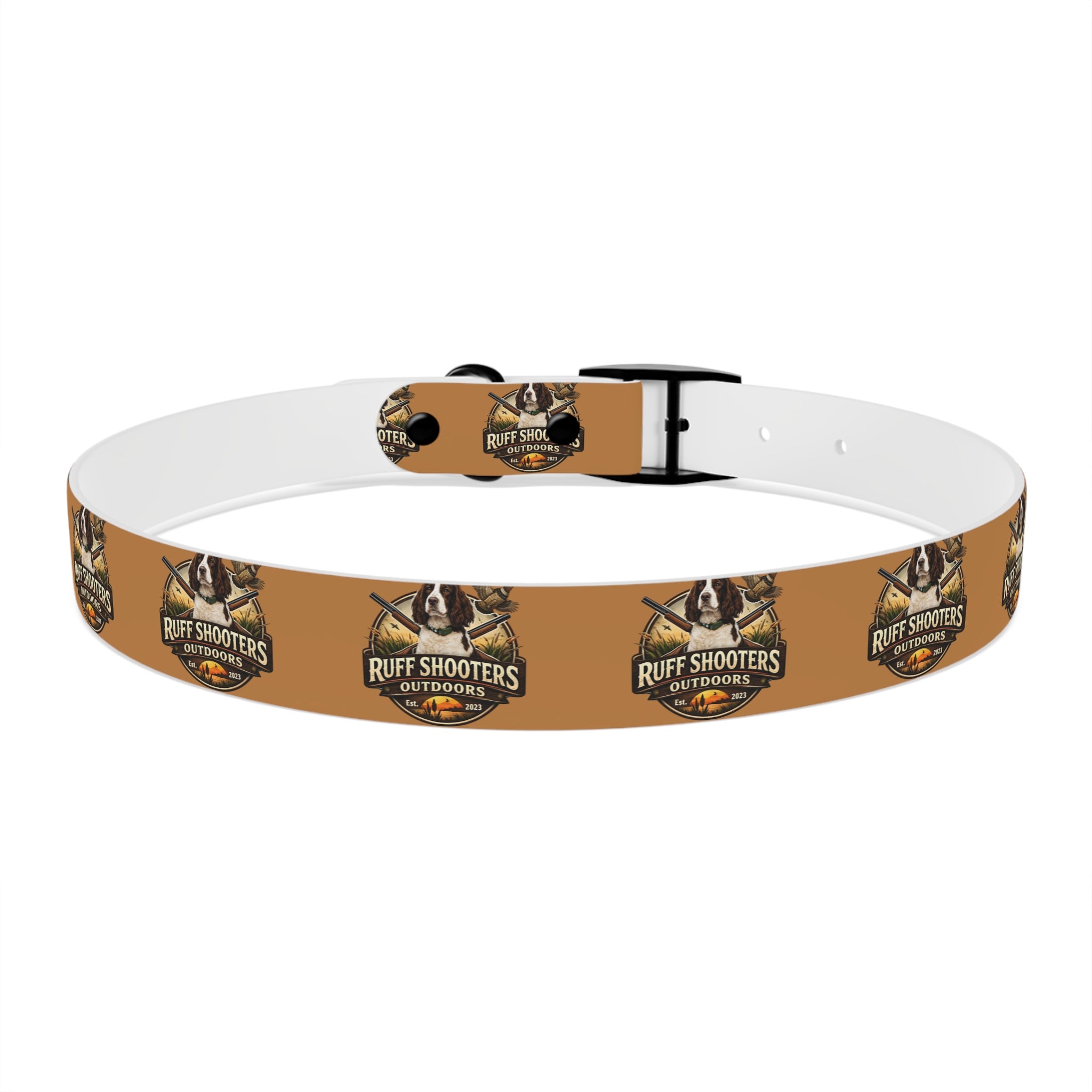 Ruff Shooters Grouse Logo Dog Collar —Tan Outdoor Adventure Pet Collar