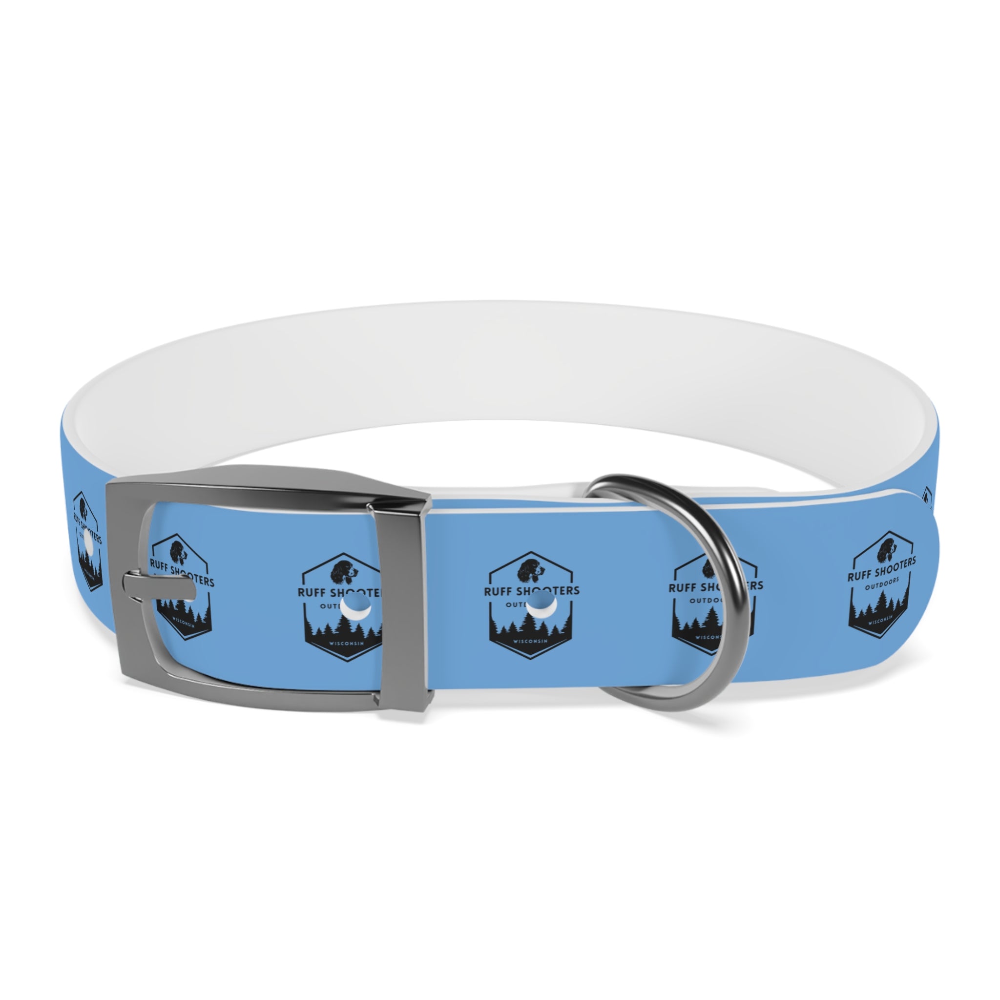 Ruff Shooters Logo Dog Collar — Light Blue Outdoor Adventure Pet Collar