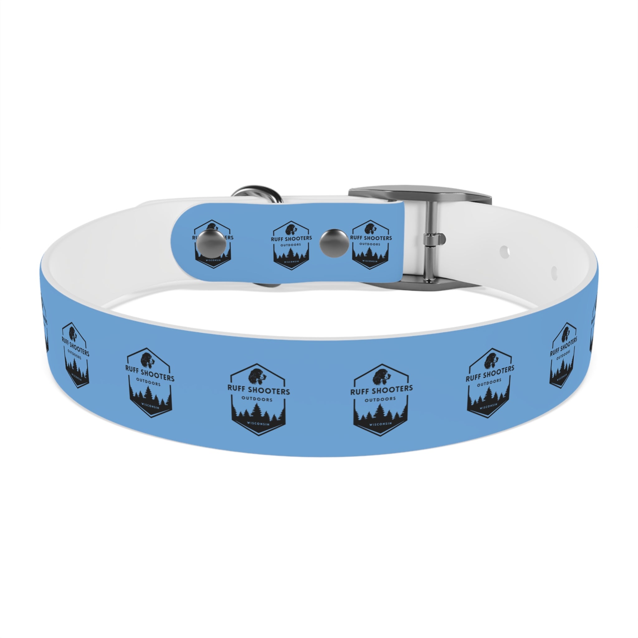 Ruff Shooters Logo Dog Collar — Light Blue Outdoor Adventure Pet Collar