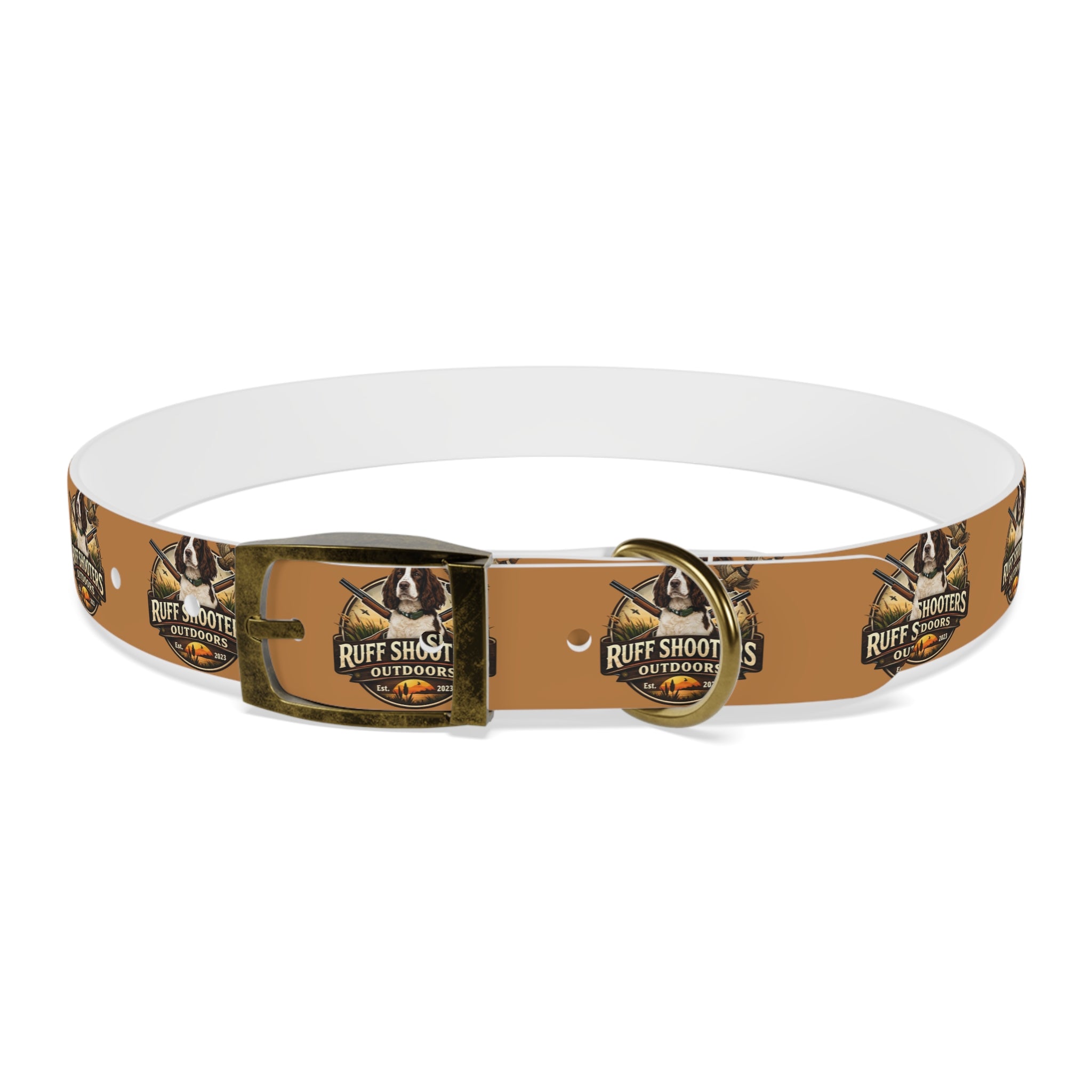 Ruff Shooters Grouse Logo Dog Collar —Tan Outdoor Adventure Pet Collar