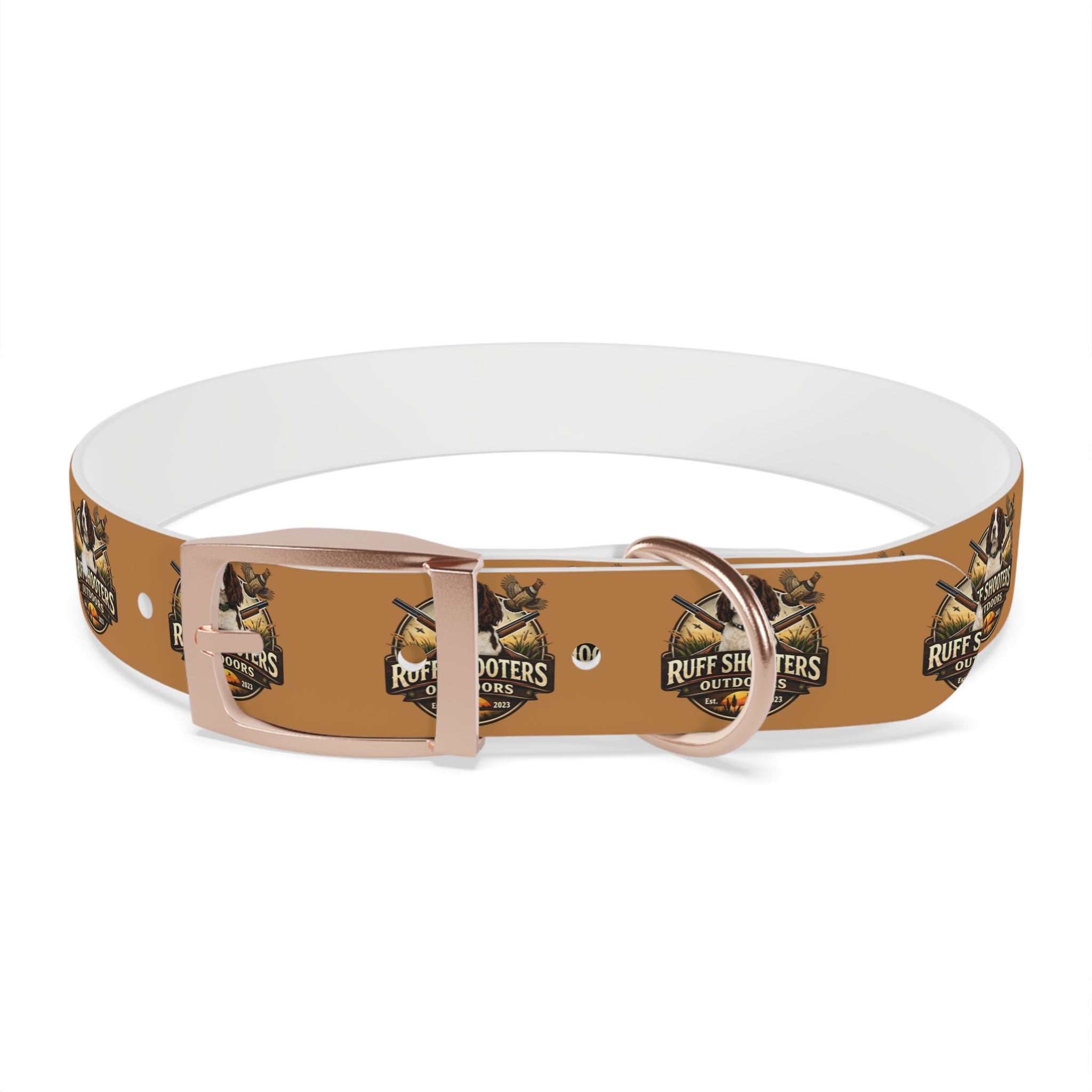 Ruff Shooters Grouse Logo Dog Collar —Tan Outdoor Adventure Pet Collar