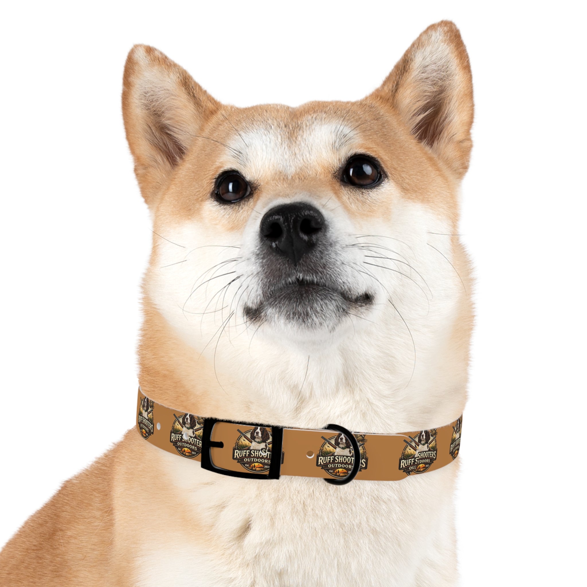 Ruff Shooters Grouse Logo Dog Collar —Tan Outdoor Adventure Pet Collar