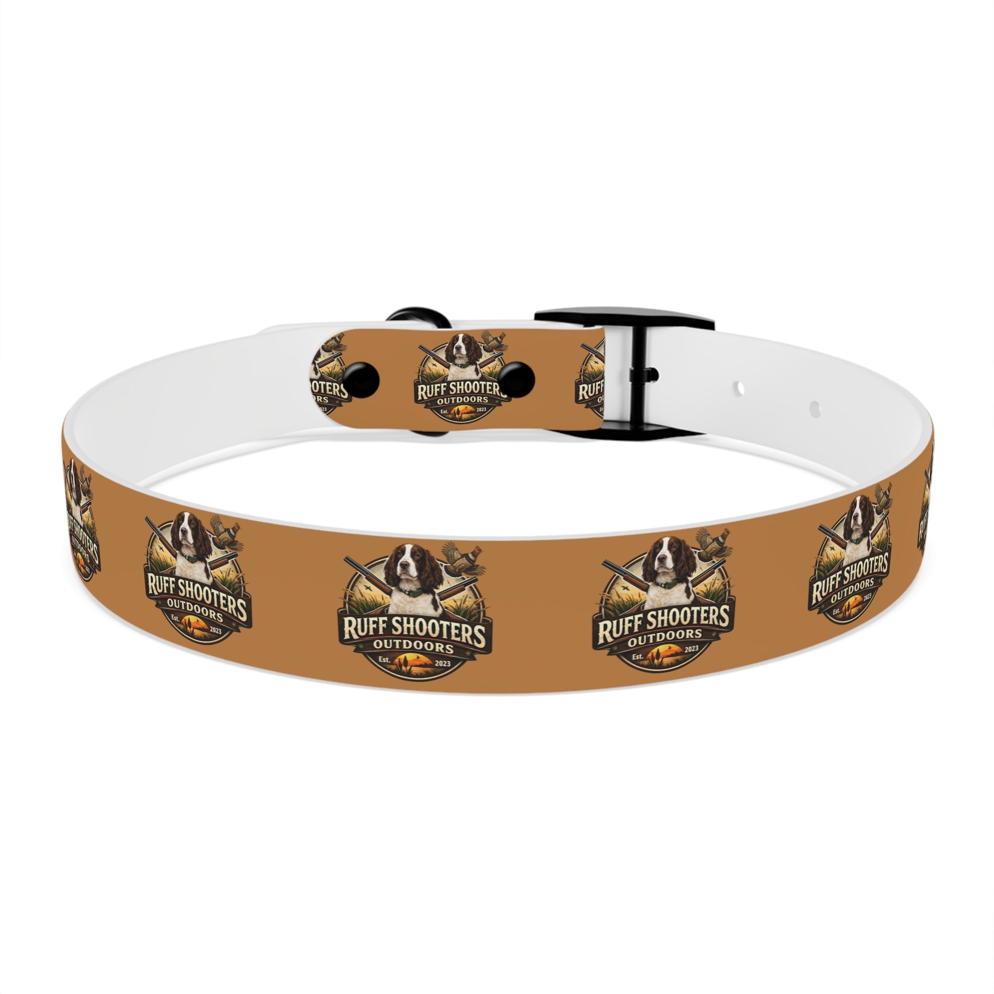Ruff Shooters Grouse Logo Dog Collar —Tan Outdoor Adventure Pet Collar